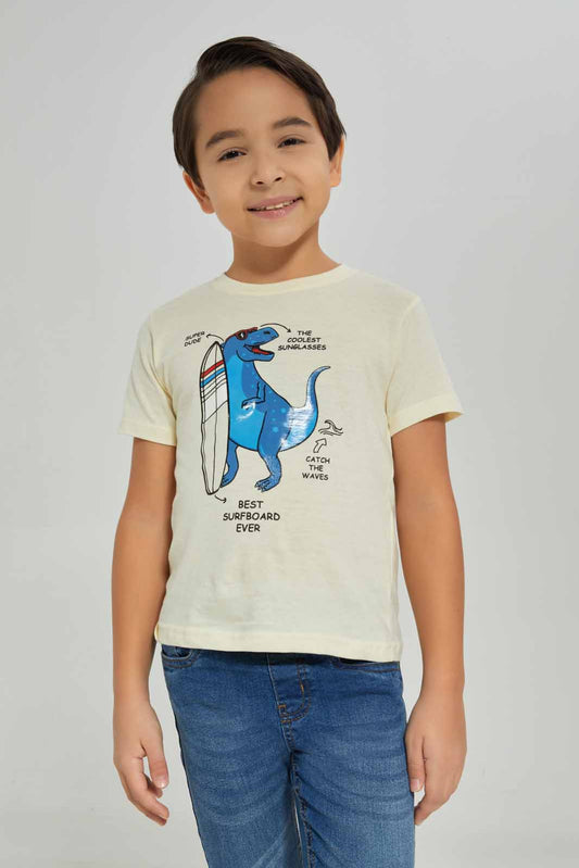 Redtag-Cream-Short-Sleeve-Gel-Print-T-shirt-BOY-T-Shirts,-Category:T-Shirts,-Colour:Cream,-Deals:New-In,-Dept:Boys,-Filter:Boys-(2-to-8-Yrs),-New-In-BOY-APL,-Non-Sale,-Section:Boys-(0-to-14Yrs),-TBL,-W22A-Boys-2 to 8 Years
