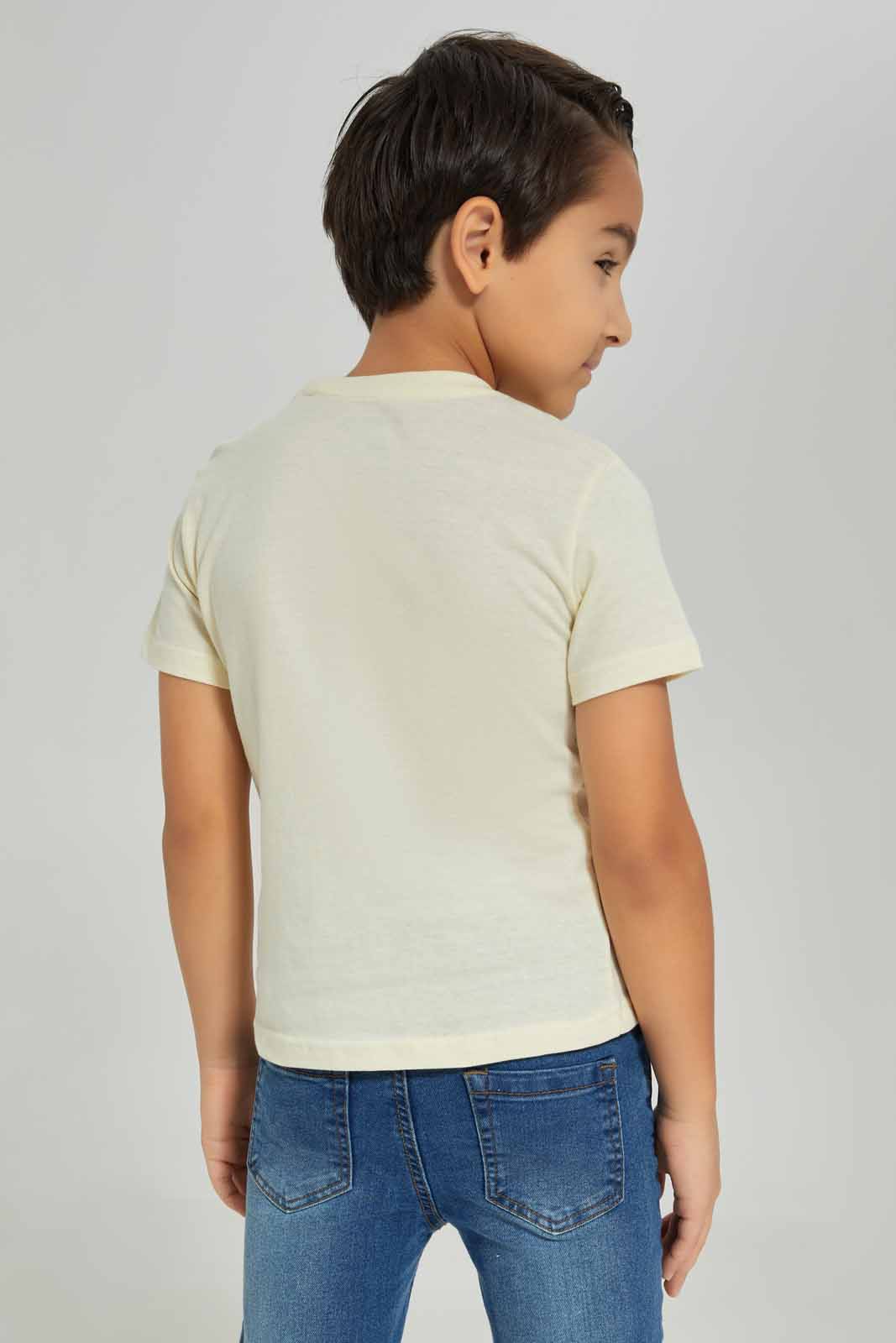 Redtag-Cream-Short-Sleeve-Gel-Print-T-shirt-BOY-T-Shirts,-Category:T-Shirts,-Colour:Cream,-Deals:New-In,-Dept:Boys,-Filter:Boys-(2-to-8-Yrs),-New-In-BOY-APL,-Non-Sale,-Section:Boys-(0-to-14Yrs),-TBL,-W22A-Boys-2 to 8 Years