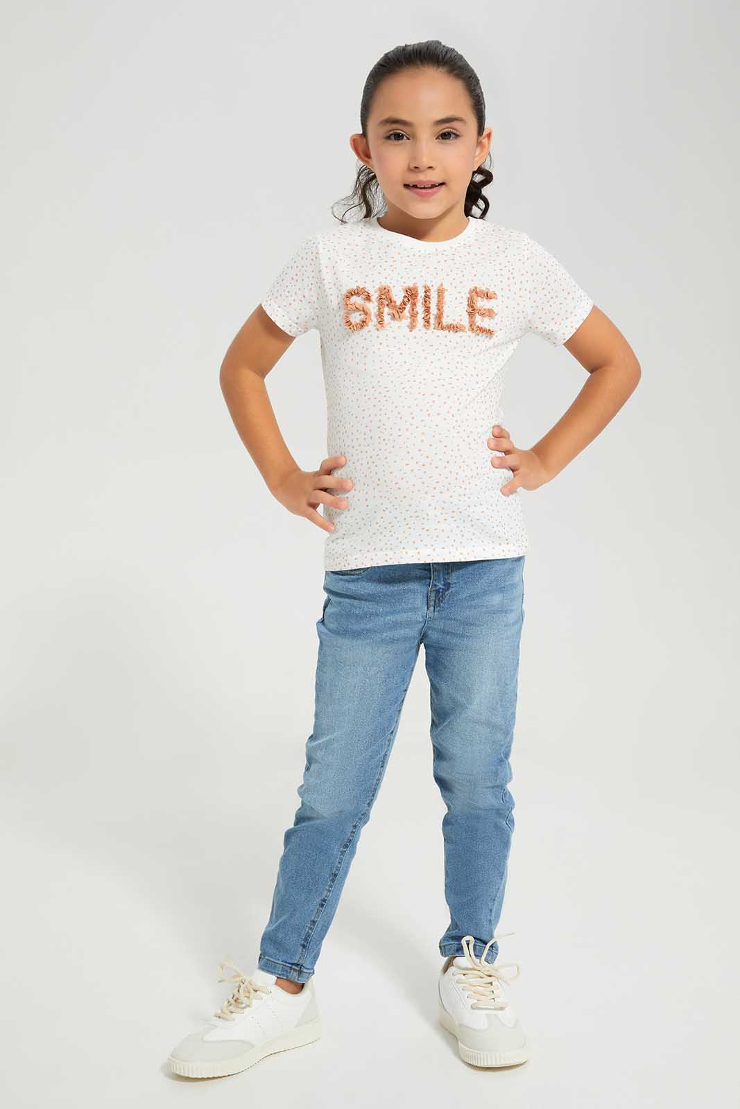Redtag-White-Novelty-AOP---Placement-Category:T-Shirts,-Colour:White,-Deals:New-In,-Filter:Girls-(2-to-8-Yrs),-GIR-T-Shirts,-New-In-GIR-APL,-Non-Sale,-Section:Girls-(0-to-14Yrs),-TBL,-W22A-Girls-2 to 8 Years