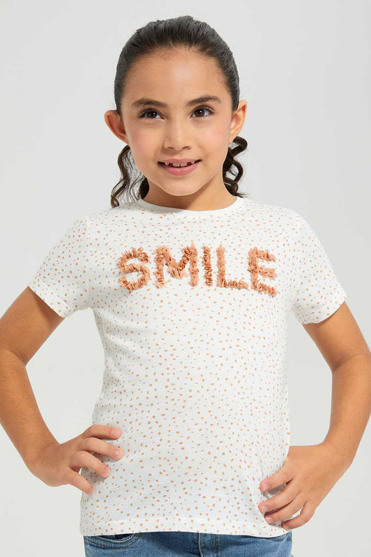 Redtag-White-Novelty-AOP---Placement-Category:T-Shirts,-Colour:White,-Deals:New-In,-Filter:Girls-(2-to-8-Yrs),-GIR-T-Shirts,-New-In-GIR-APL,-Non-Sale,-Section:Girls-(0-to-14Yrs),-TBL,-W22A-Girls-2 to 8 Years