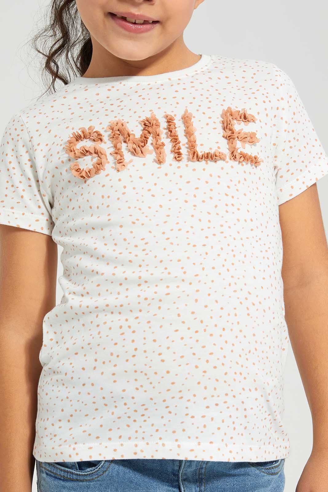 Redtag-White-Novelty-AOP---Placement-Category:T-Shirts,-Colour:White,-Deals:New-In,-Filter:Girls-(2-to-8-Yrs),-GIR-T-Shirts,-New-In-GIR-APL,-Non-Sale,-Section:Girls-(0-to-14Yrs),-TBL,-W22A-Girls-2 to 8 Years