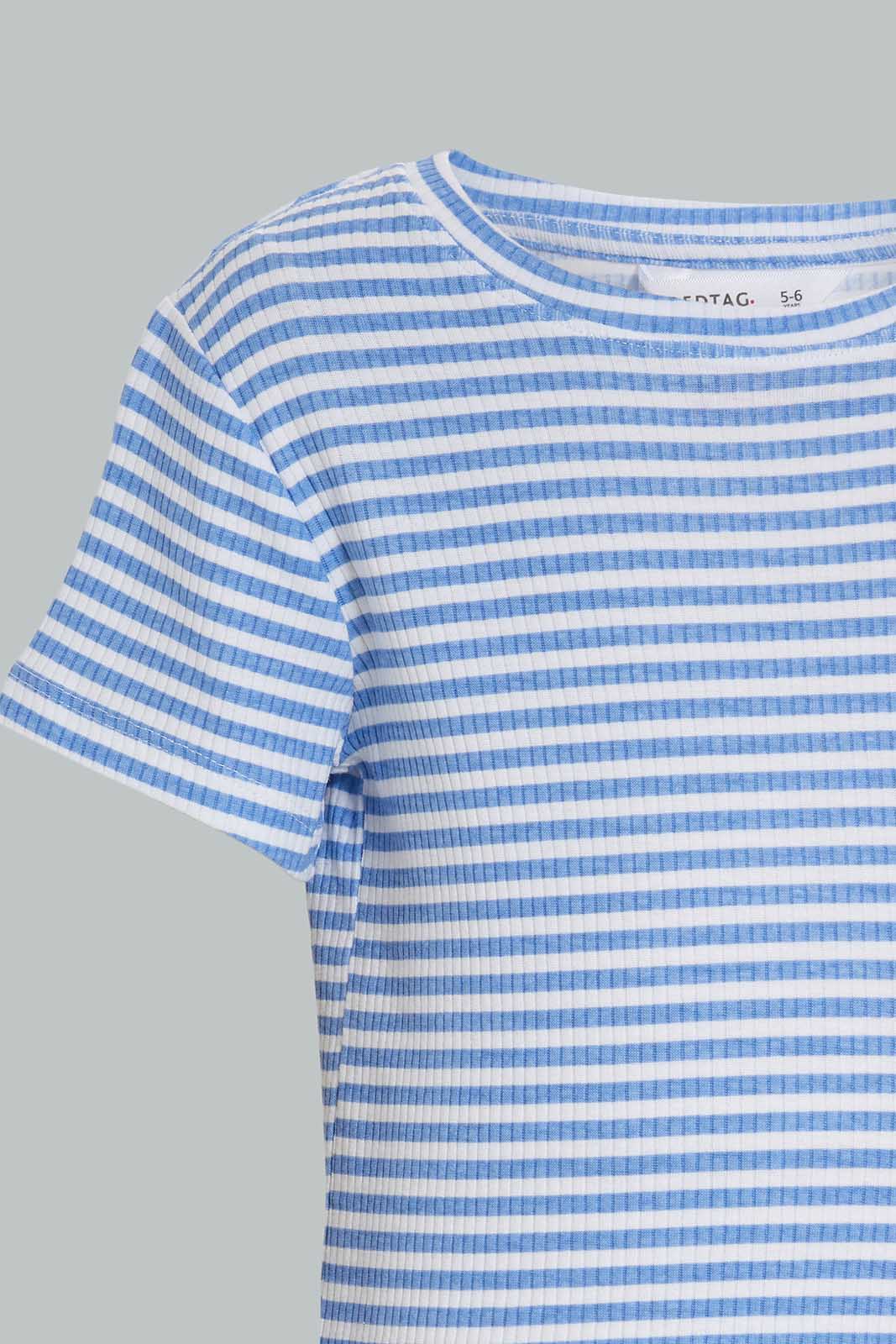 Redtag-Blue-LS-RIB-Blue-&-White-Stripe-Category:T-Shirts,-Colour:Blue,-Deals:New-In,-Filter:Girls-(2-to-8-Yrs),-GIR-T-Shirts,-New-In-GIR-APL,-Non-Sale,-Section:Girls-(0-to-14Yrs),-TBL,-W22A-Girls-2 to 8 Years