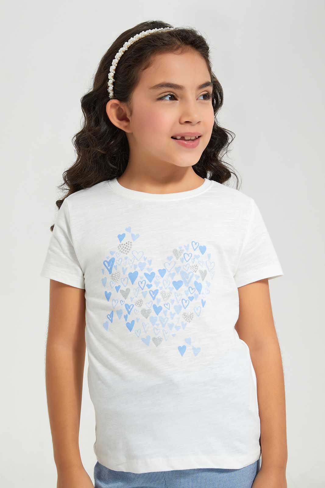 Redtag-White-LS-RIB-Pink-Heart-Placement-Category:T-Shirts,-Colour:White,-Deals:New-In,-Filter:Girls-(2-to-8-Yrs),-GIR-T-Shirts,-New-In-GIR-APL,-Non-Sale,-Section:Girls-(0-to-14Yrs),-TBL,-W22A-Girls-2 to 8 Years