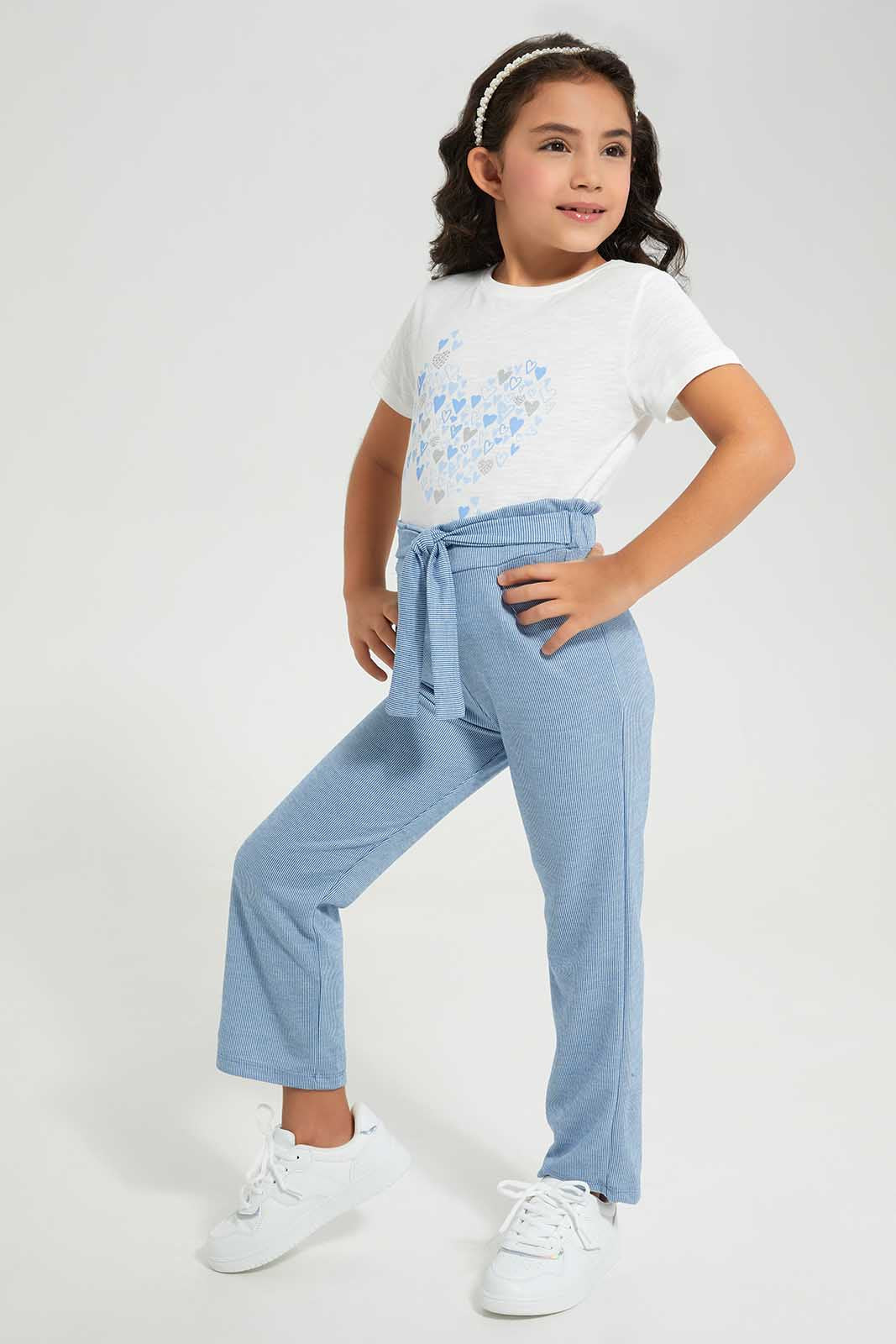 Redtag-White-LS-RIB-Pink-Heart-Placement-Category:T-Shirts,-Colour:White,-Deals:New-In,-Filter:Girls-(2-to-8-Yrs),-GIR-T-Shirts,-New-In-GIR-APL,-Non-Sale,-Section:Girls-(0-to-14Yrs),-TBL,-W22A-Girls-2 to 8 Years