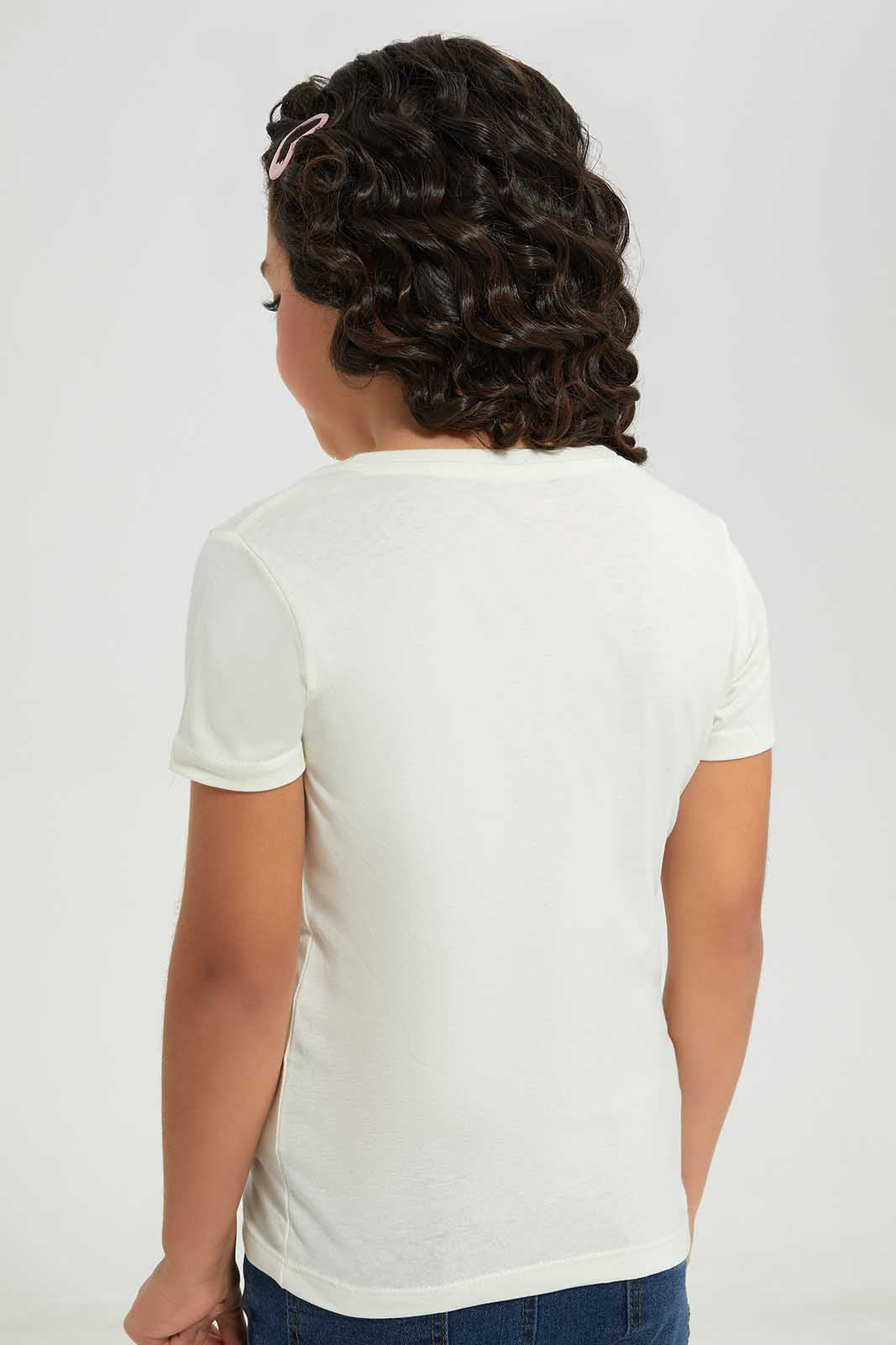 Redtag-White-LS-Hello-Novelty-Tee-Category:T-Shirts,-Colour:White,-Deals:New-In,-Filter:Girls-(2-to-8-Yrs),-GIR-T-Shirts,-New-In-GIR-APL,-Non-Sale,-Section:Girls-(0-to-14Yrs),-TBL,-W22A-Girls-2 to 8 Years