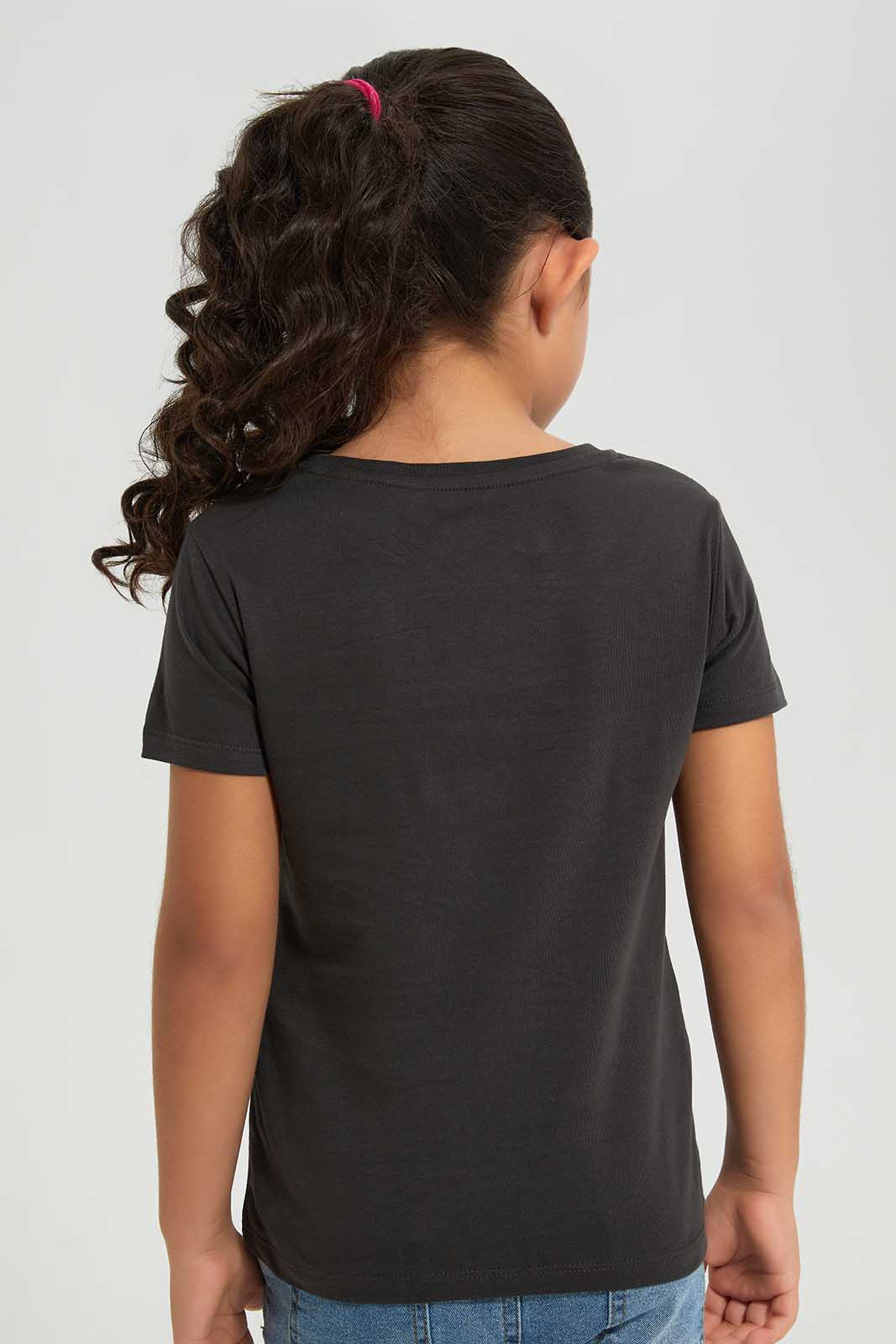 Redtag-Black-LS-Novelty-Donut-Gliter-Print-Category:T-Shirts,-Colour:Black,-Deals:New-In,-Filter:Girls-(2-to-8-Yrs),-GIR-T-Shirts,-New-In-GIR-APL,-Non-Sale,-Section:Girls-(0-to-14Yrs),-TBL,-W22A-Girls-2 to 8 Years