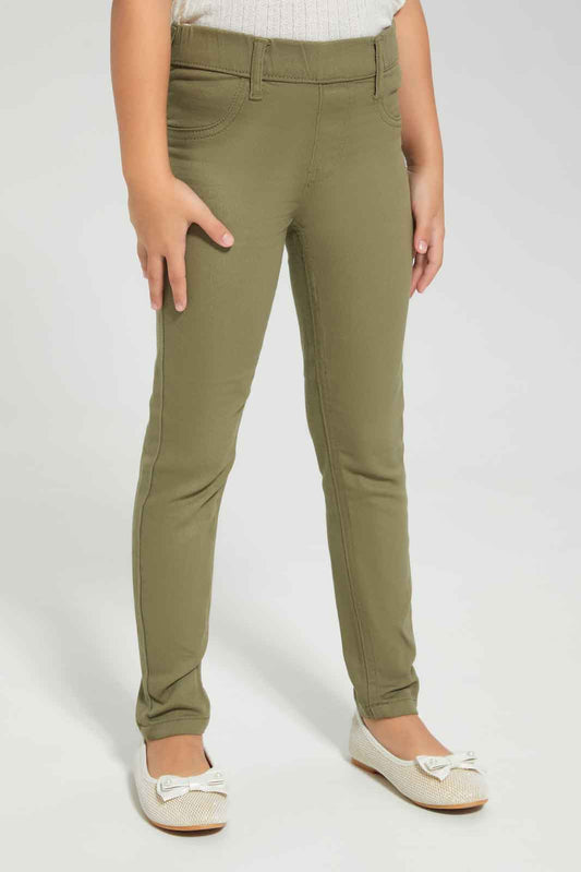 Redtag-Olive-Jeggings-Category:Jeans,-Colour:Olive,-Deals:New-In,-Dept:Girls,-Filter:Girls-(2-to-8-Yrs),-GIR-Jeans,-New-In-GIR-APL,-Non-Sale,-Section:Girls-(0-to-14Yrs),-W22A-Girls-2 to 8 Years