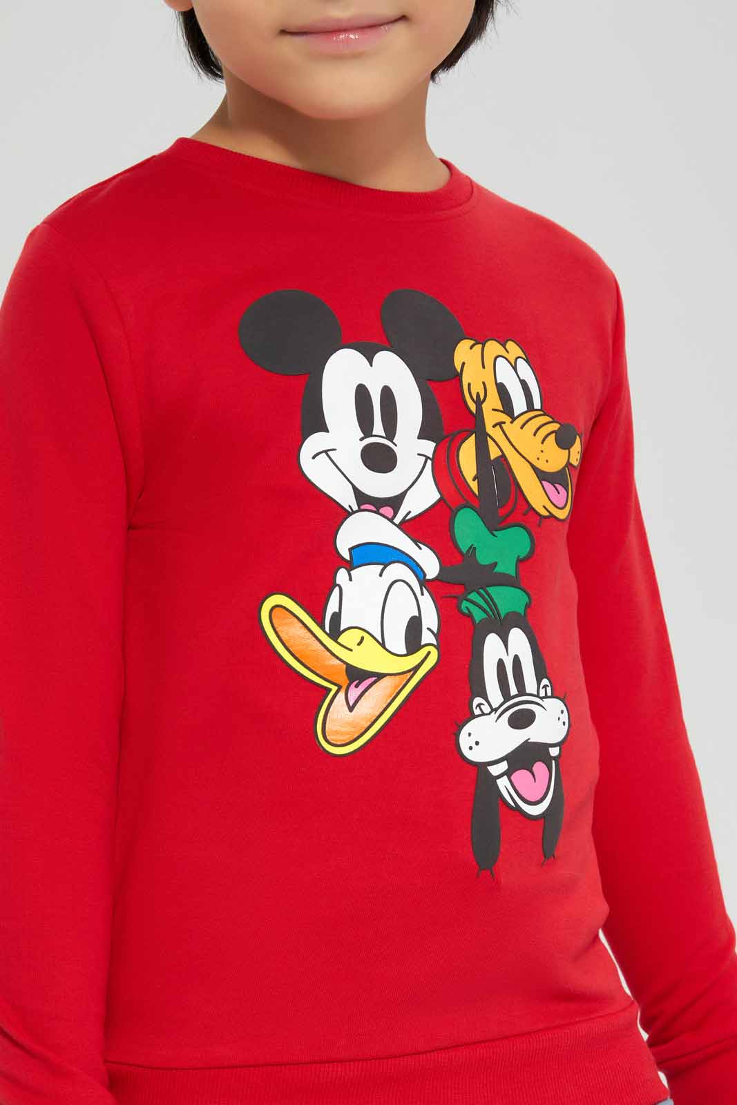 Redtag-Red-Micky-Mouse-Crew-Neck-Sweatshirt-BOY-Sweatshirts,-Category:Sweatshirts,-CHR,-Colour:Red,-Deals:New-In,-Filter:Boys-(2-to-8-Yrs),-New-In-BOY-APL,-Non-Sale,-Section:Boys-(0-to-14Yrs),-TBL,-W22B-Boys-2 to 8 Years