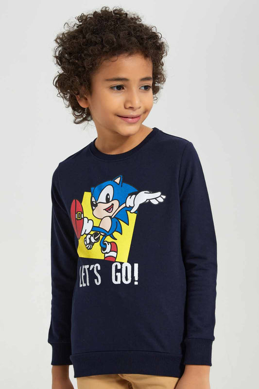 Redtag-Blue-Sonic-Crew-Neck-Sweatshirt-BOY-Sweatshirts,-Category:Sweatshirts,-CHR,-Colour:Blue,-Deals:New-In,-Filter:Boys-(2-to-8-Yrs),-New-In-BOY-APL,-Non-Sale,-Section:Boys-(0-to-14Yrs),-TBL,-W22B-Boys-2 to 8 Years