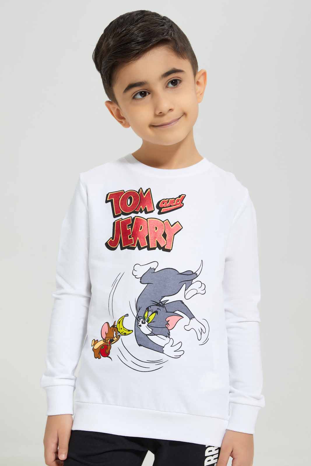 Redtag-White-Tom-&-Jerry-Crew-Neck-Sweatshirt-BOY-Sweatshirts,-Category:Sweatshirts,-CHR,-Colour:White,-Deals:New-In,-Filter:Boys-(2-to-8-Yrs),-New-In-BOY-APL,-Non-Sale,-Section:Boys-(0-to-14Yrs),-TBL,-W22B-Boys-2 to 8 Years