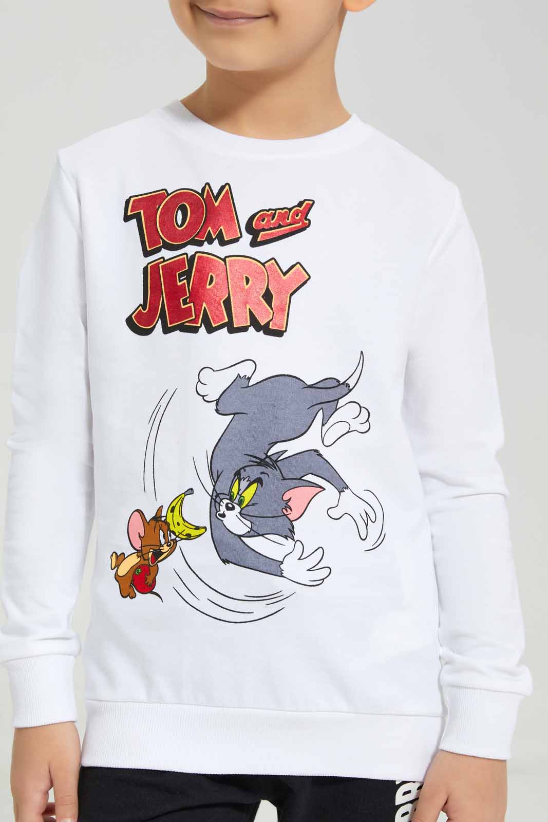 Redtag-White-Tom-&-Jerry-Crew-Neck-Sweatshirt-BOY-Sweatshirts,-Category:Sweatshirts,-CHR,-Colour:White,-Deals:New-In,-Filter:Boys-(2-to-8-Yrs),-New-In-BOY-APL,-Non-Sale,-Section:Boys-(0-to-14Yrs),-TBL,-W22B-Boys-2 to 8 Years