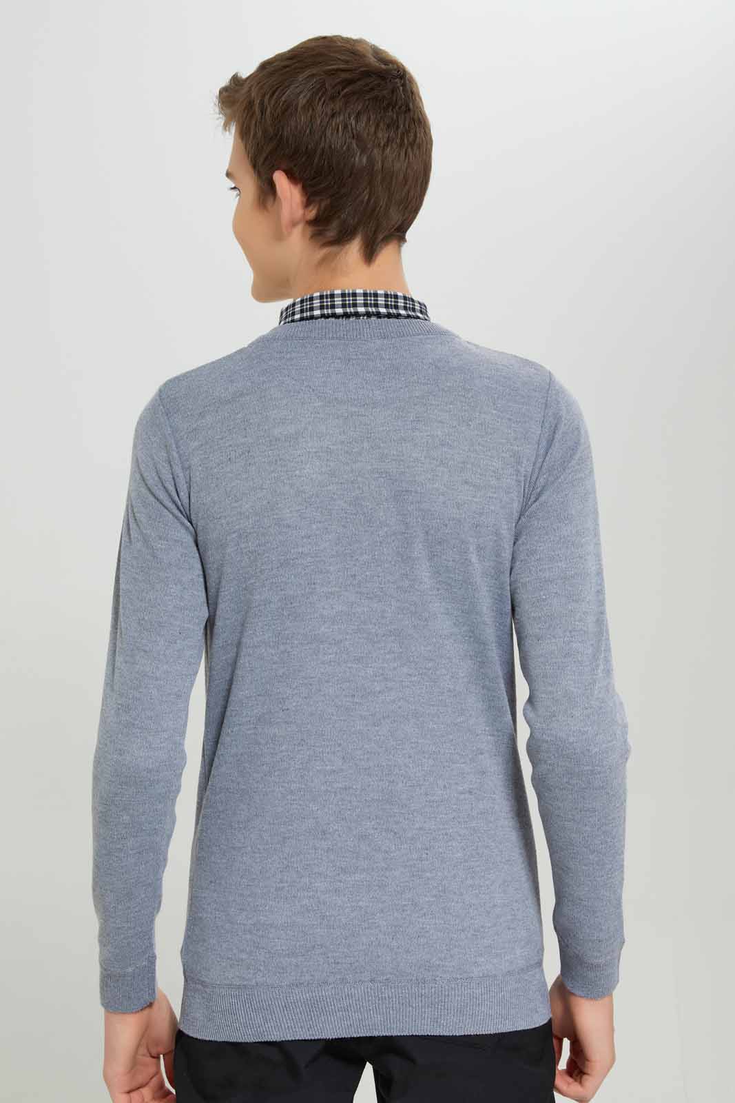 Redtag-Grey-Mel-Collared-Plain-Pullover-BSR-Pullovers,-Category:Pullovers,-Colour:Grey,-Deals:New-In,-Dept:Boys,-Filter:Senior-Boys-(8-to-14-Yrs),-New-In-BSR-APL,-Non-Sale,-Section:Boys-(0-to-14Yrs),-W22B-Senior-Boys-9 to 14 Years