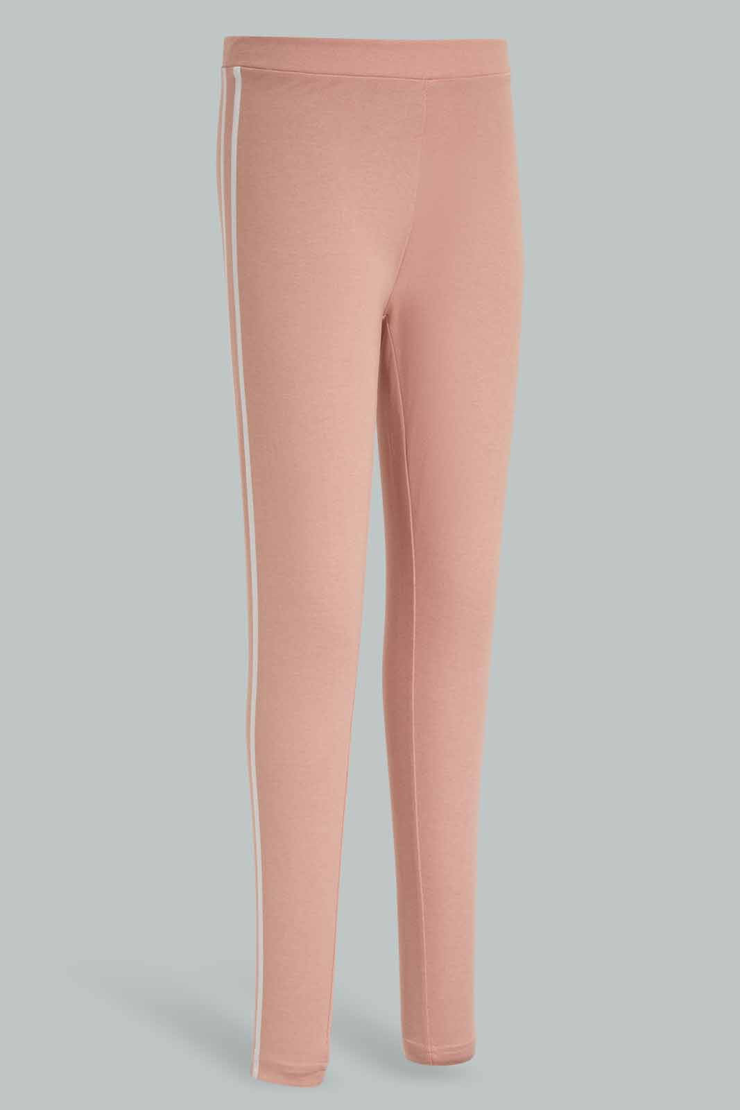 Redtag-Pink-Skinny-Side-Print-Leggings-Category:Jeggings,-Colour:Apricot,-Deals:New-In,-Filter:Women's-Clothing,-New-In-Women-APL,-Non-Sale,-Section:Women,-W22A,-Women-Jeggings-Women's-