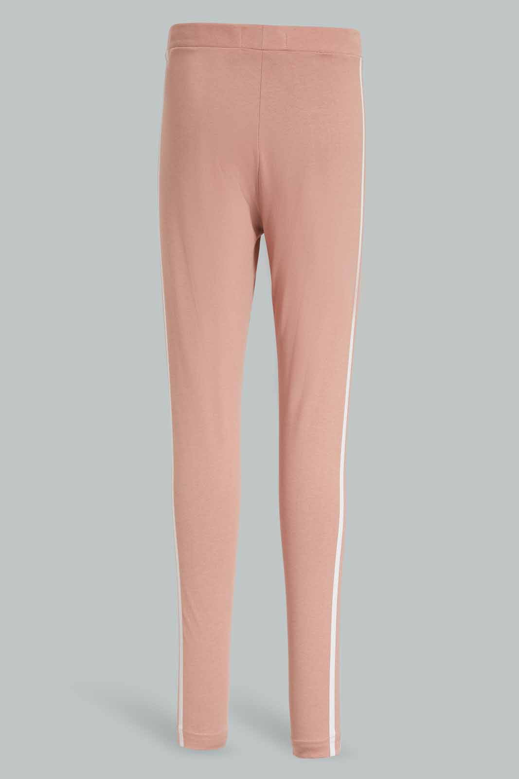 Redtag-Pink-Skinny-Side-Print-Leggings-Category:Jeggings,-Colour:Apricot,-Deals:New-In,-Filter:Women's-Clothing,-New-In-Women-APL,-Non-Sale,-Section:Women,-W22A,-Women-Jeggings-Women's-