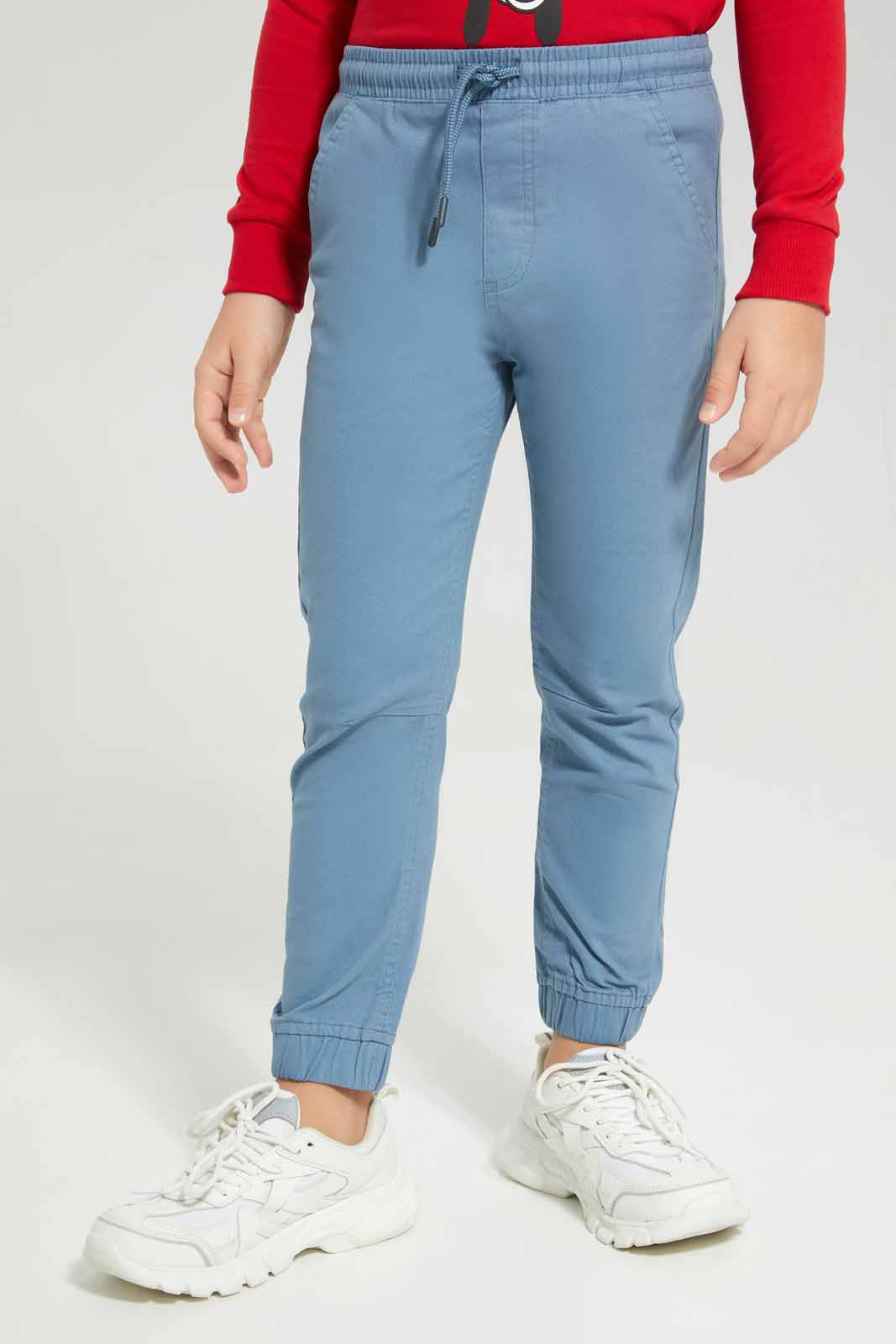 Redtag-Blue-Twill-Stretch-Jogger-BOY-Trousers,-Category:Trousers,-Colour:Blue,-Deals:New-In,-Filter:Boys-(2-to-8-Yrs),-New-In-BOY-APL,-Non-Sale,-Section:Boys-(0-to-14Yrs),-TBL,-W22B-Boys-2 to 8 Years