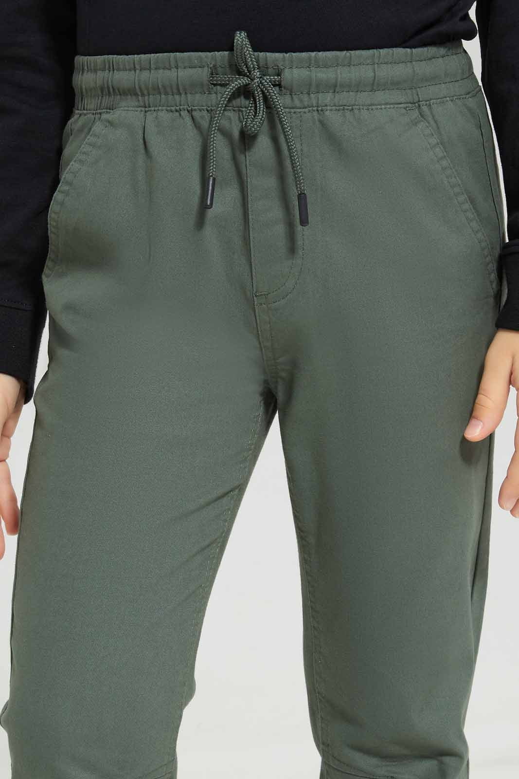 Redtag-Dark-Green-Twill-Stretch-Jogger-BOY-Trousers,-Category:Trousers,-Colour:Olive,-Deals:New-In,-Filter:Boys-(2-to-8-Yrs),-New-In-BOY-APL,-Non-Sale,-Section:Boys-(0-to-14Yrs),-TBL,-W22B-Boys-2 to 8 Years