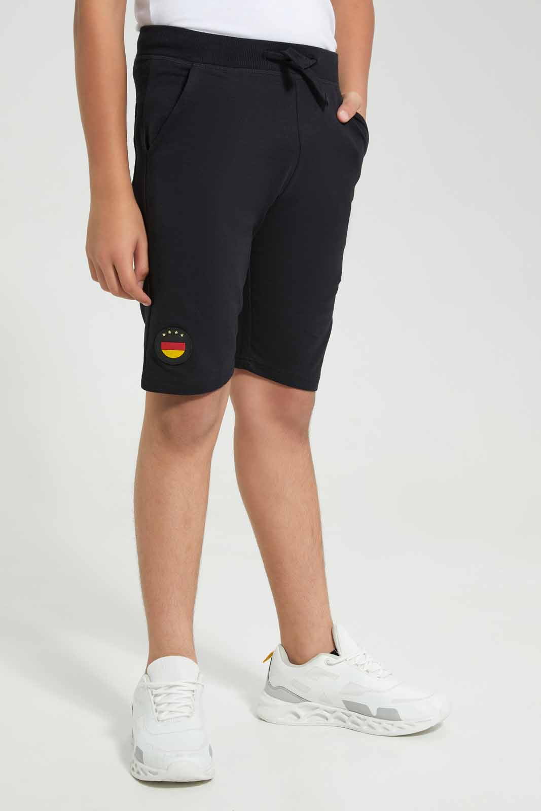 Redtag-Black-Germany-World-Cup-Active-Shorts-BSR-Shorts,-Category:Shorts,-Colour:Black,-Deals:New-In,-Filter:Senior-Boys-(8-to-14-Yrs),-New-In-BSR-APL,-Non-Sale,-Section:Boys-(0-to-14Yrs),-W22A-Senior-Boys-