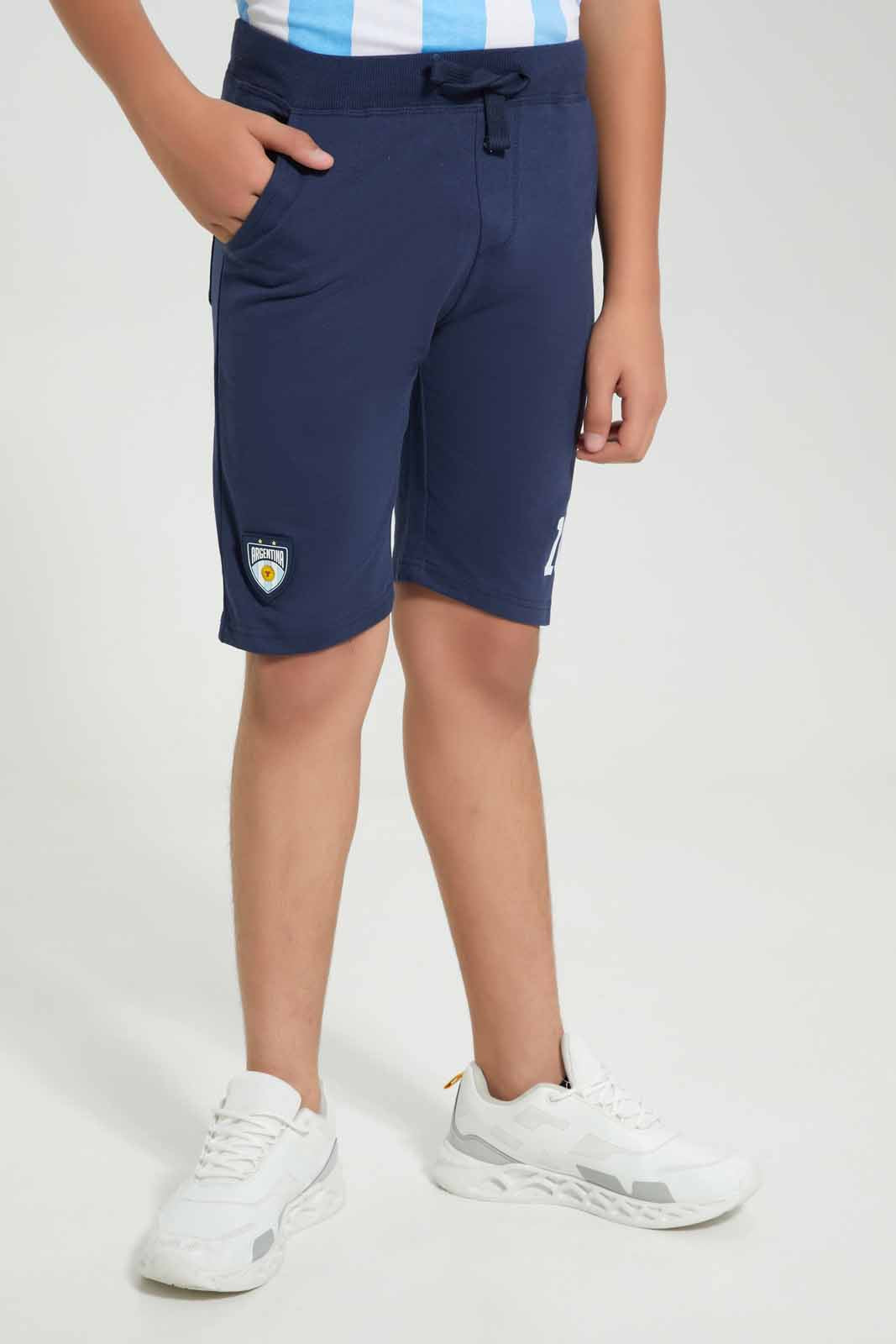 Redtag-Navy-Argentina-World-Cup-Active-Shorts-BSR-Shorts,-Category:Shorts,-Colour:Navy,-Deals:New-In,-Filter:Senior-Boys-(8-to-14-Yrs),-New-In-BSR-APL,-Non-Sale,-Section:Boys-(0-to-14Yrs),-W22A-Senior-Boys-
