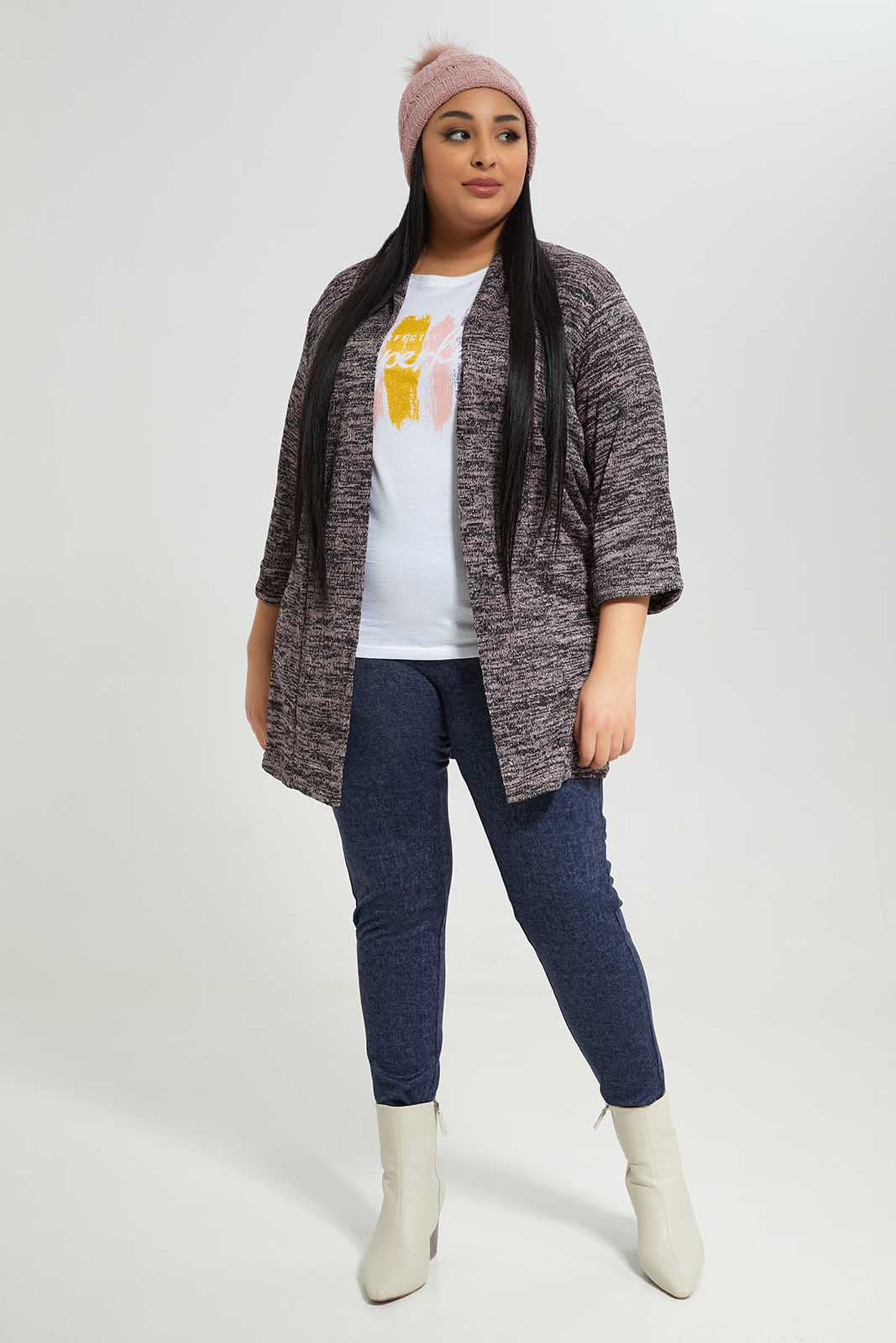Redtag-3/4-Sleeve-Long-Cardigan-with-Pockets-Category:Jackets,-Colour:Assorted,-Deals:New-In,-Filter:Plus-Size,-LDP-Jackets,-New-In-LDP-APL,-Non-Sale,-Section:Women,-W22B-Women's-
