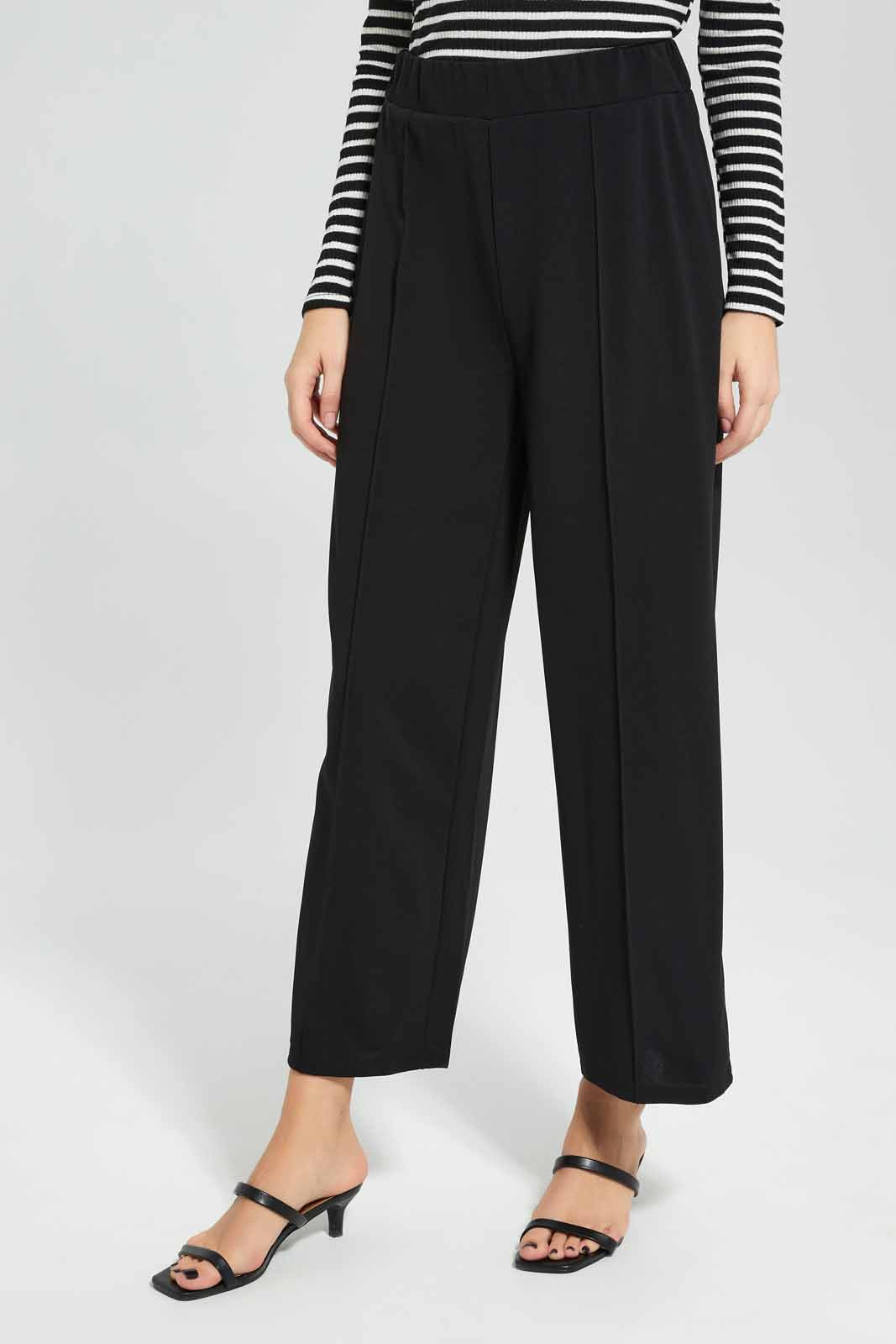 Redtag-Front-Pin-Tuck-Wide-Leg-Trouser-Category:Trousers,-Colour:Black,-Deals:New-In,-Filter:Women's-Clothing,-KSH,-New-In-Women-APL,-Non-Sale,-Section:Women,-W22A,-Women-Trousers-Women's-