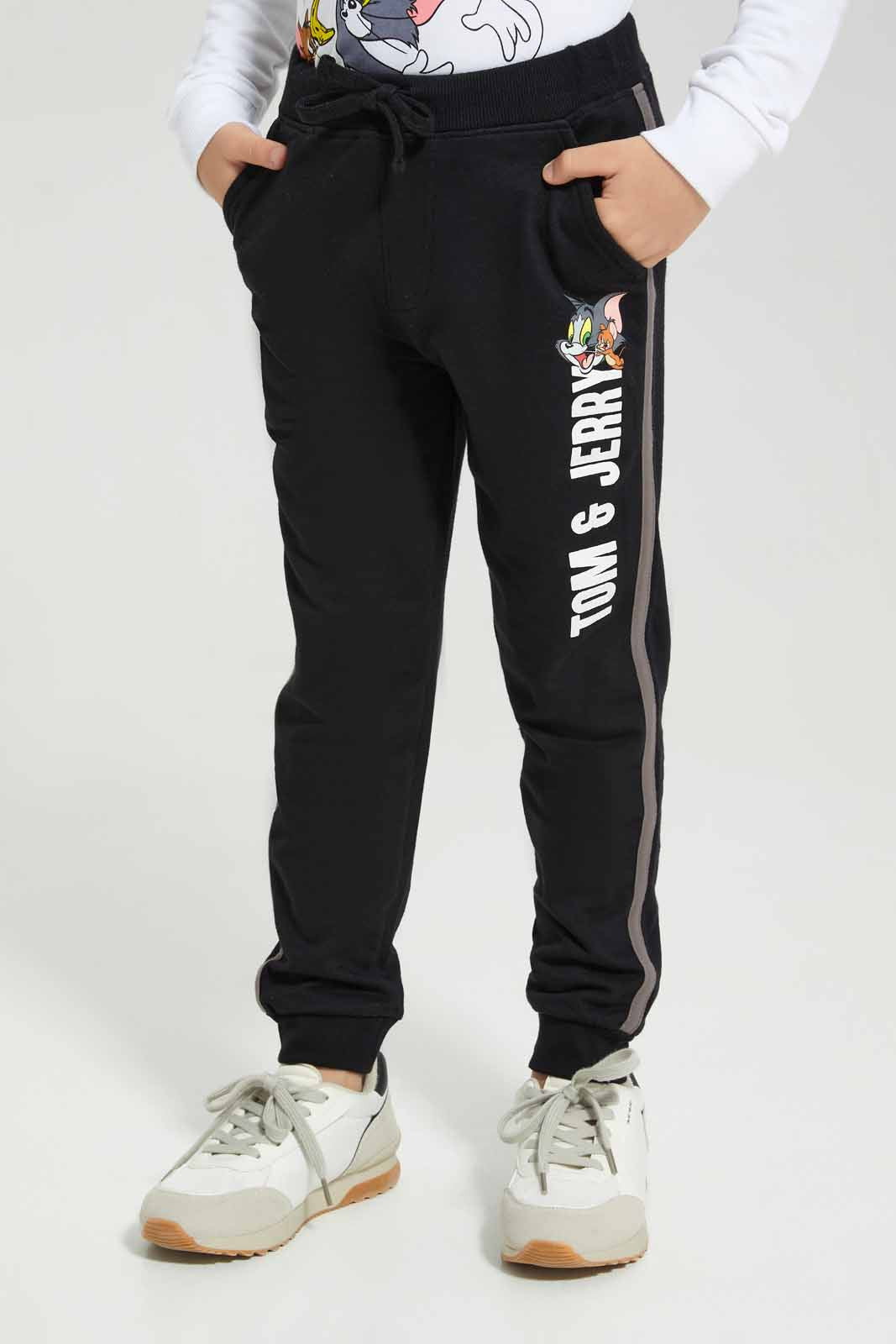 Redtag-Black-Tom-&-Jerry-Jog-Pant-BOY-Joggers,-Category:Joggers,-CHR,-Colour:Black,-Deals:New-In,-Filter:Boys-(2-to-8-Yrs),-New-In-BOY-APL,-Non-Sale,-Section:Boys-(0-to-14Yrs),-TBL,-W22B-Boys-2 to 8 Years