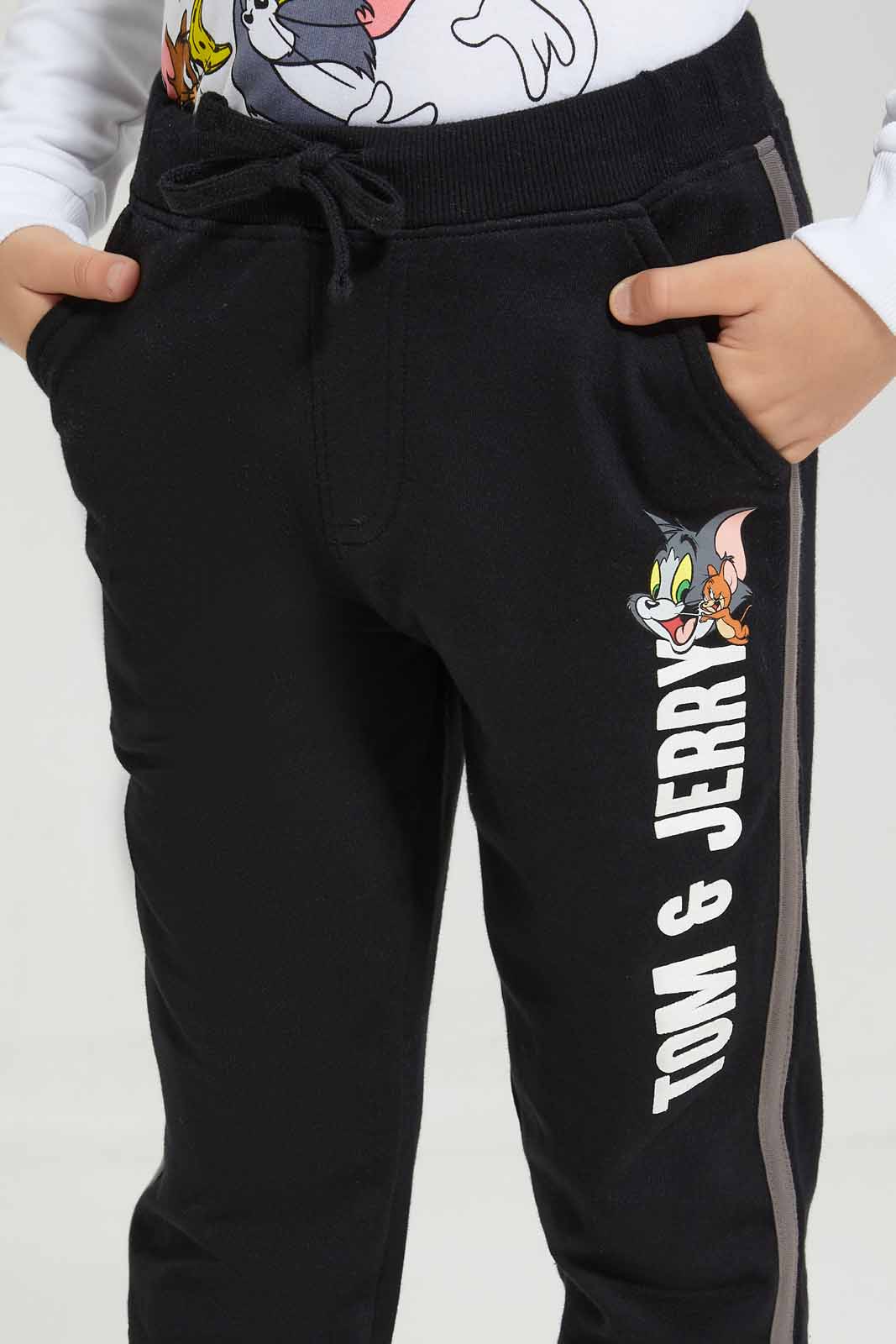 Redtag-Black-Tom-&-Jerry-Jog-Pant-BOY-Joggers,-Category:Joggers,-CHR,-Colour:Black,-Deals:New-In,-Filter:Boys-(2-to-8-Yrs),-New-In-BOY-APL,-Non-Sale,-Section:Boys-(0-to-14Yrs),-TBL,-W22B-Boys-2 to 8 Years