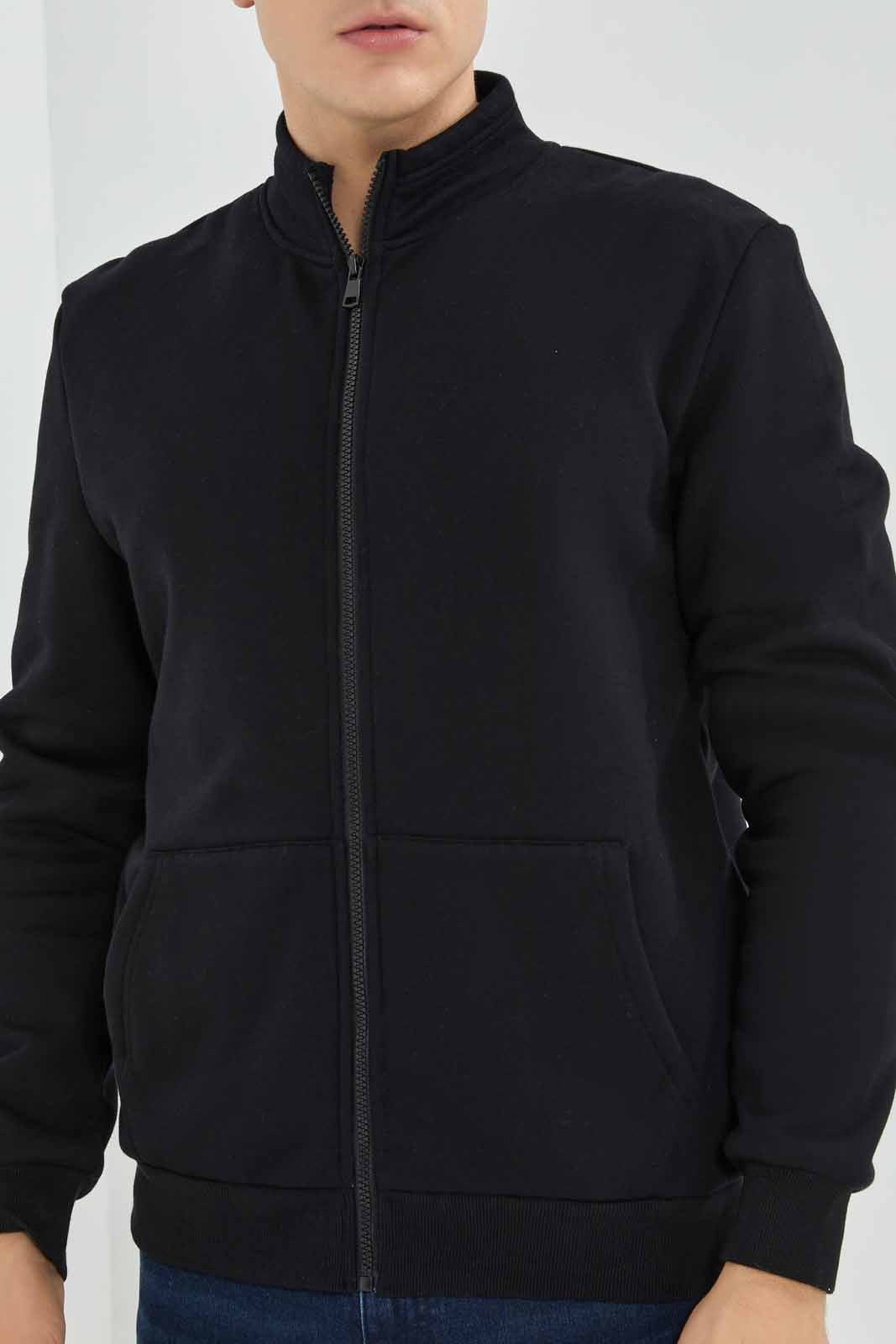Redtag-Black-Sherpa-Zip-Thru-Sweatstirt-Category:Sweatshirts,-Colour:Black,-Deals:New-In,-EHW,-Filter:Men's-Clothing,-Men-Sweatshirts,-New-In-Men-APL,-Non-Sale,-Section:Men,-W22B-Men's-
