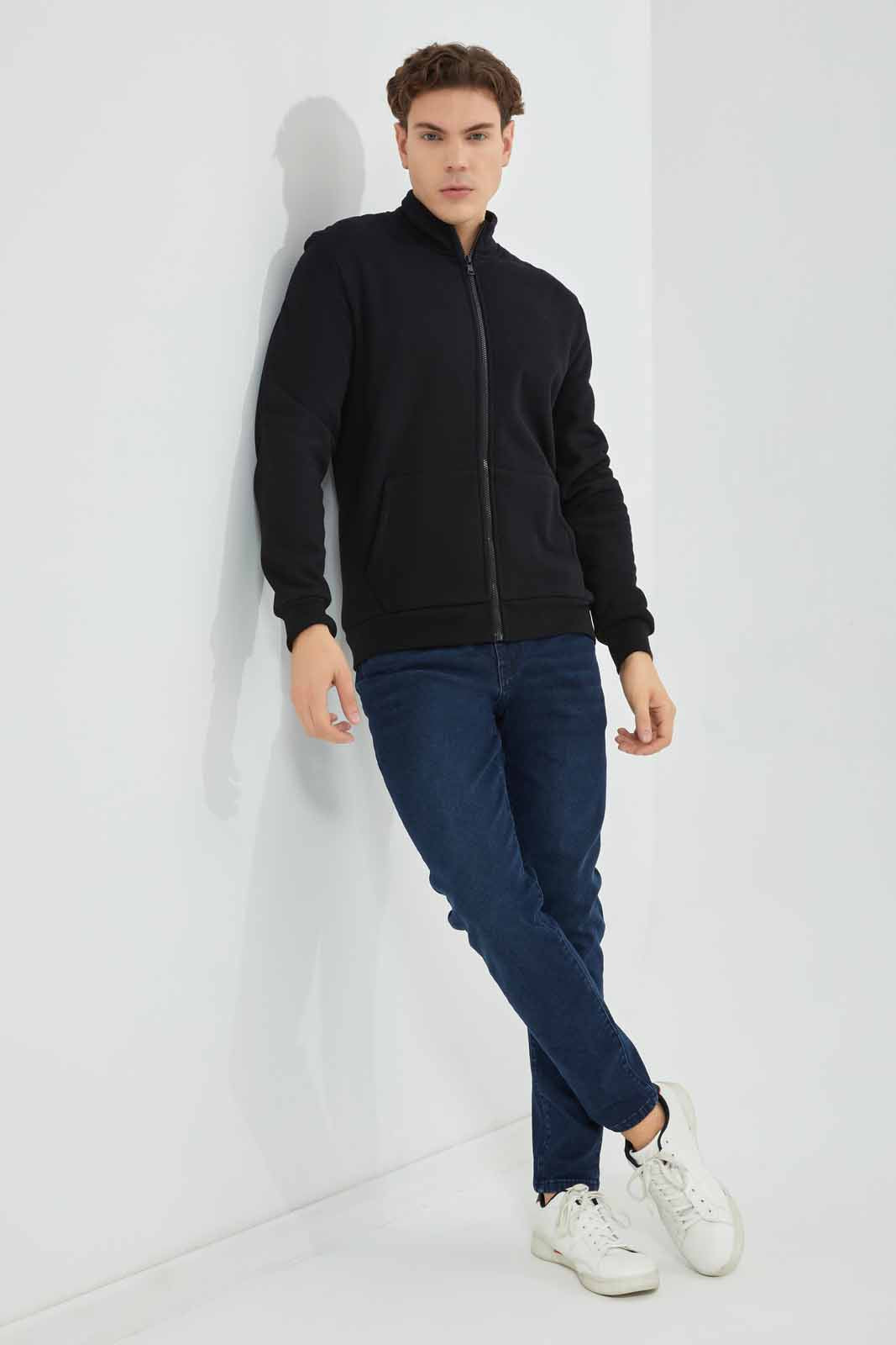 Redtag-Black-Sherpa-Zip-Thru-Sweatstirt-Category:Sweatshirts,-Colour:Black,-Deals:New-In,-EHW,-Filter:Men's-Clothing,-Men-Sweatshirts,-New-In-Men-APL,-Non-Sale,-Section:Men,-W22B-Men's-
