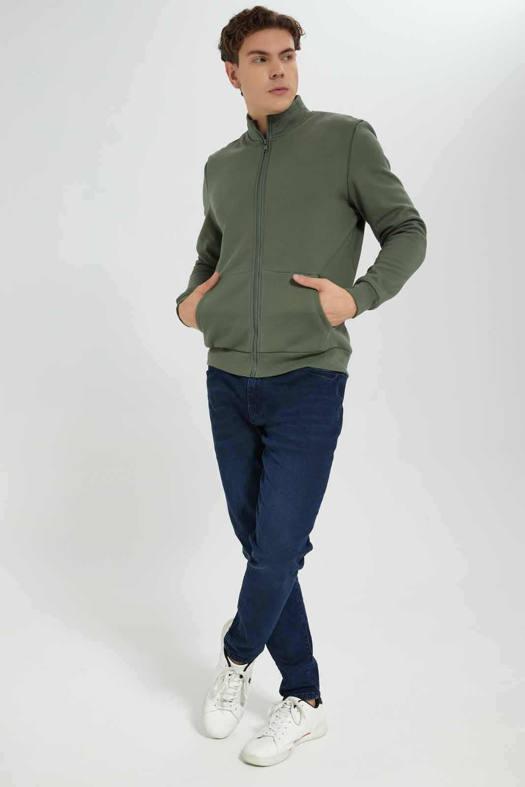 Redtag-Green-Sherpa-Zip-Thru-Sweatstirt-Category:Sweatshirts,-Colour:Green,-Deals:New-In,-EHW,-Filter:Men's-Clothing,-Men-Sweatshirts,-New-In-Men-APL,-Non-Sale,-Section:Men,-W22B-Men's-