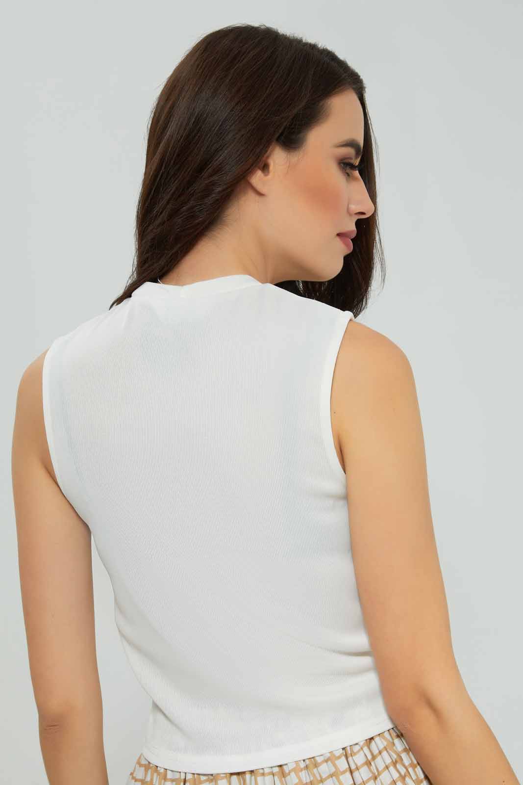 Redtag-White-Knit-Choker-Neck-Top-Category:Tops,-Colour:White,-Deals:New-In,-Filter:Women's-Clothing,-New-In-Women-APL,-Non-Sale,-Section:Women,-W22A,-Women-Tops-Women's-