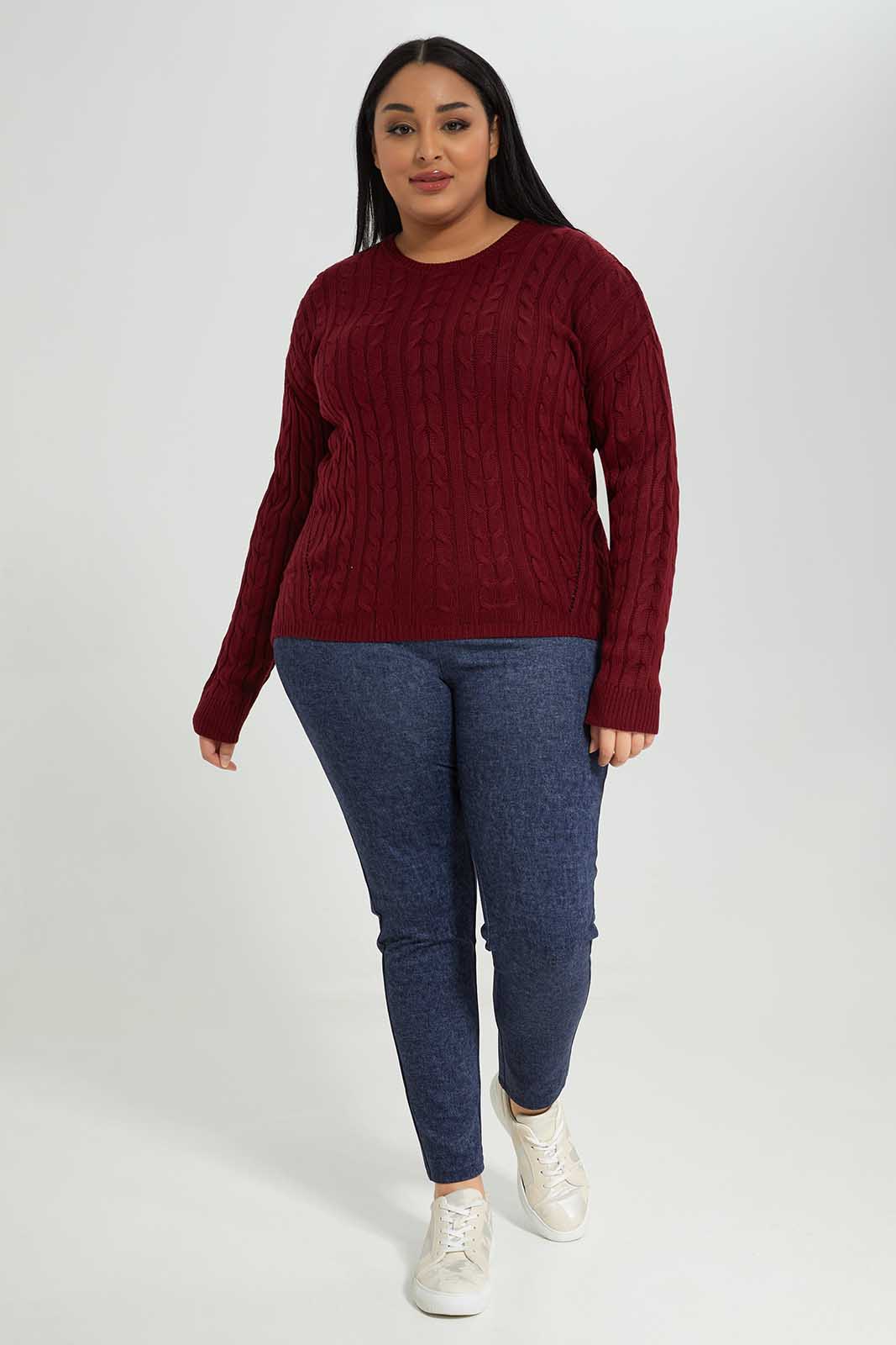 Redtag-Green-Cable-knit-high-low-pullover-Category:Pullovers,-Colour:Green,-Deals:New-In,-Filter:Women's-Clothing,-LDP-Pullovers,-NDAY,-New-In-LDP-APL,-Non-Sale,-Section:Women,-TBL,-W22B-Women's-
