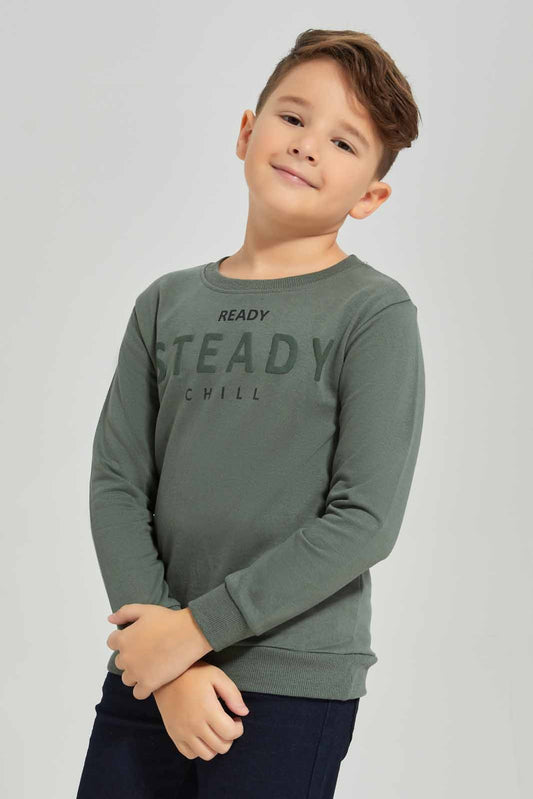 Redtag-Green-Chill-Print-Crew-Neck-Sweatshirt-BOY-Sweatshirts,-Category:Sweatshirts,-Colour:Green,-Deals:New-In,-Dept:Boys,-Filter:Boys-(2-to-8-Yrs),-New-In-BOY-APL,-Non-Sale,-Section:Boys-(0-to-14Yrs),-TBL,-W22B-Boys-2 to 8 Years