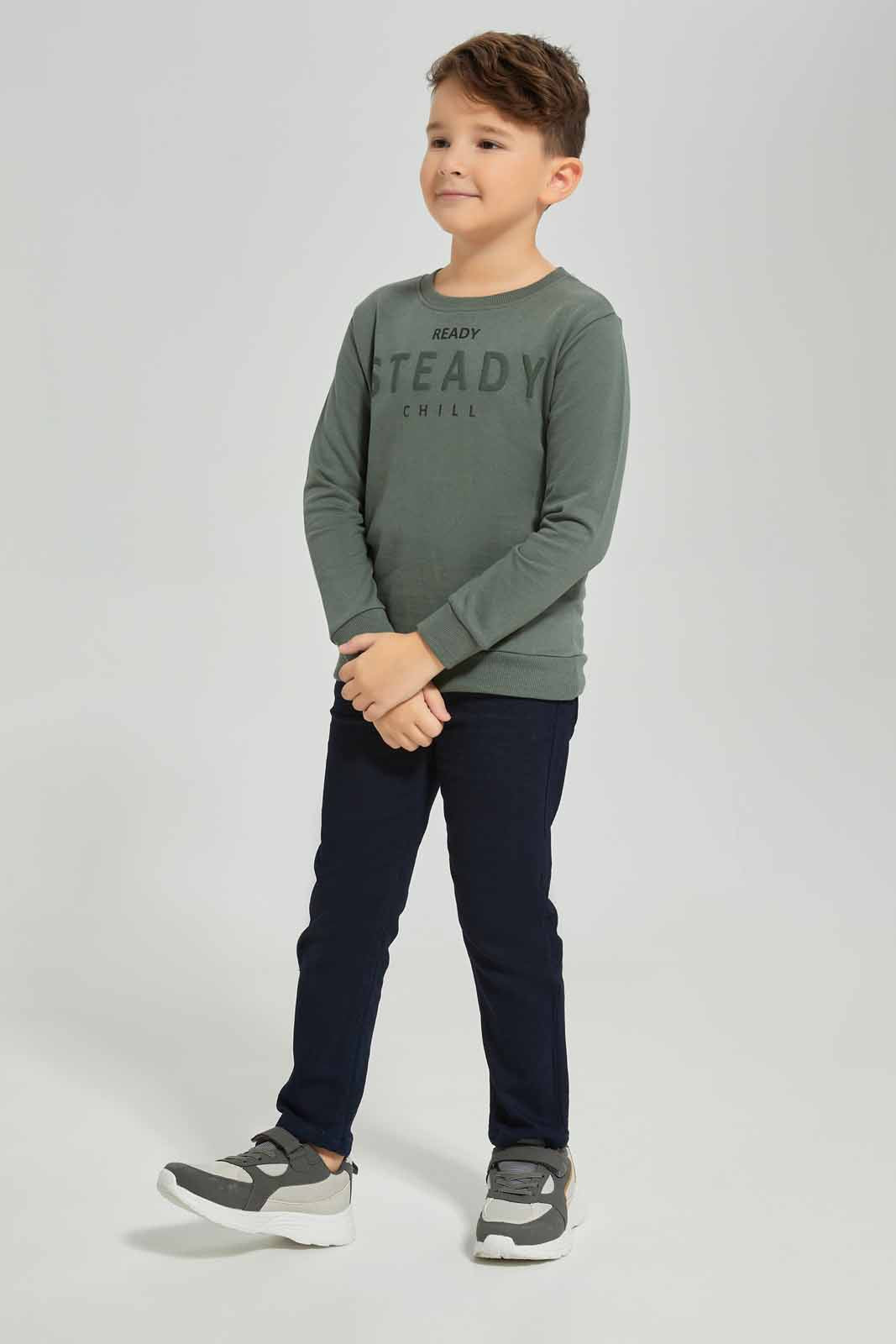 Redtag-Green-Chill-Print-Crew-Neck-Sweatshirt-BOY-Sweatshirts,-Category:Sweatshirts,-Colour:Green,-Deals:New-In,-Dept:Boys,-Filter:Boys-(2-to-8-Yrs),-New-In-BOY-APL,-Non-Sale,-Section:Boys-(0-to-14Yrs),-TBL,-W22B-Boys-2 to 8 Years