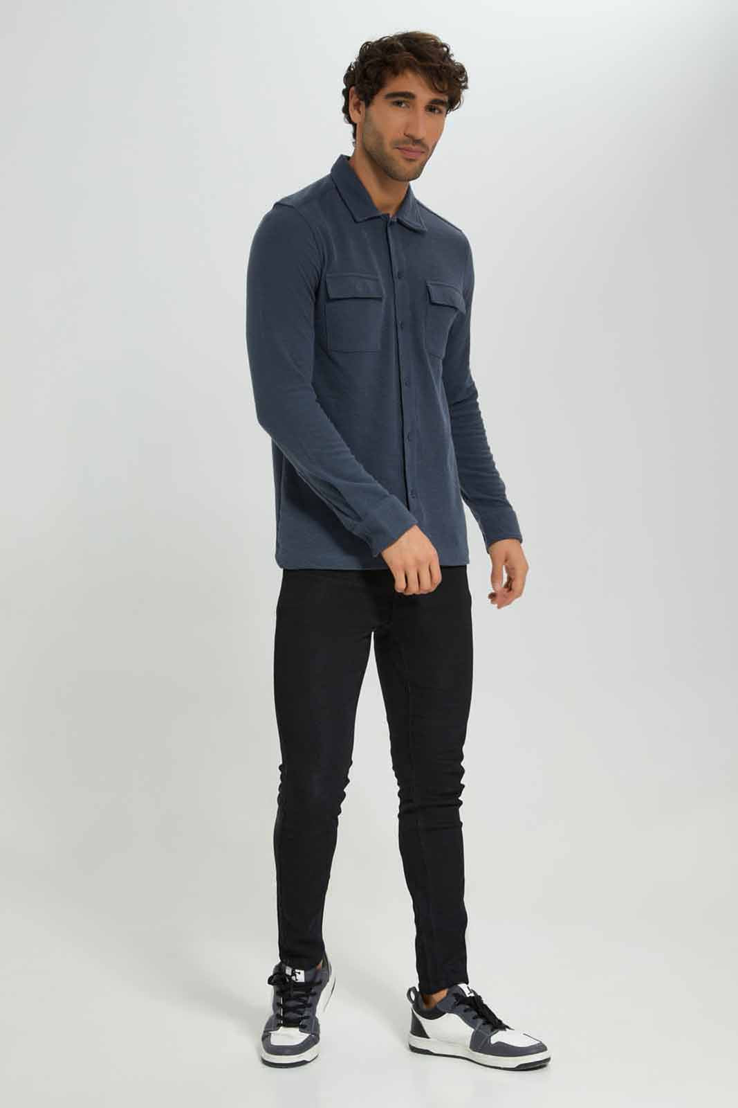 Redtag-Blue-Waffle-Knit-Over-Shirt-Category:Shirts,-Colour:Blue,-Deals:New-In,-Filter:Men's-Clothing,-Men-Shirts,-New-In-Men-APL,-Non-Sale,-Section:Men,-W22A-Men's-