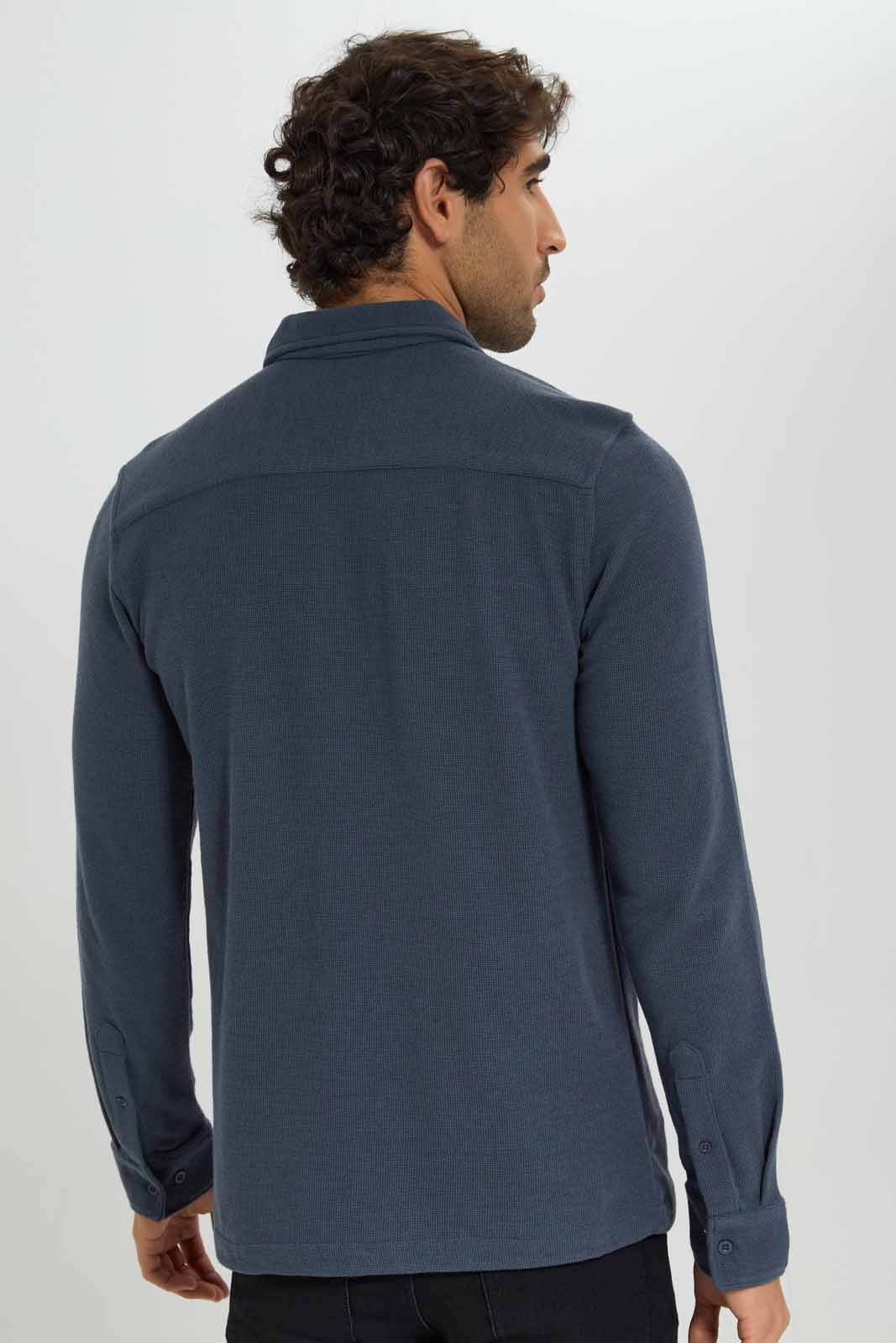 Redtag-Blue-Waffle-Knit-Over-Shirt-Category:Shirts,-Colour:Blue,-Deals:New-In,-Filter:Men's-Clothing,-Men-Shirts,-New-In-Men-APL,-Non-Sale,-Section:Men,-W22A-Men's-