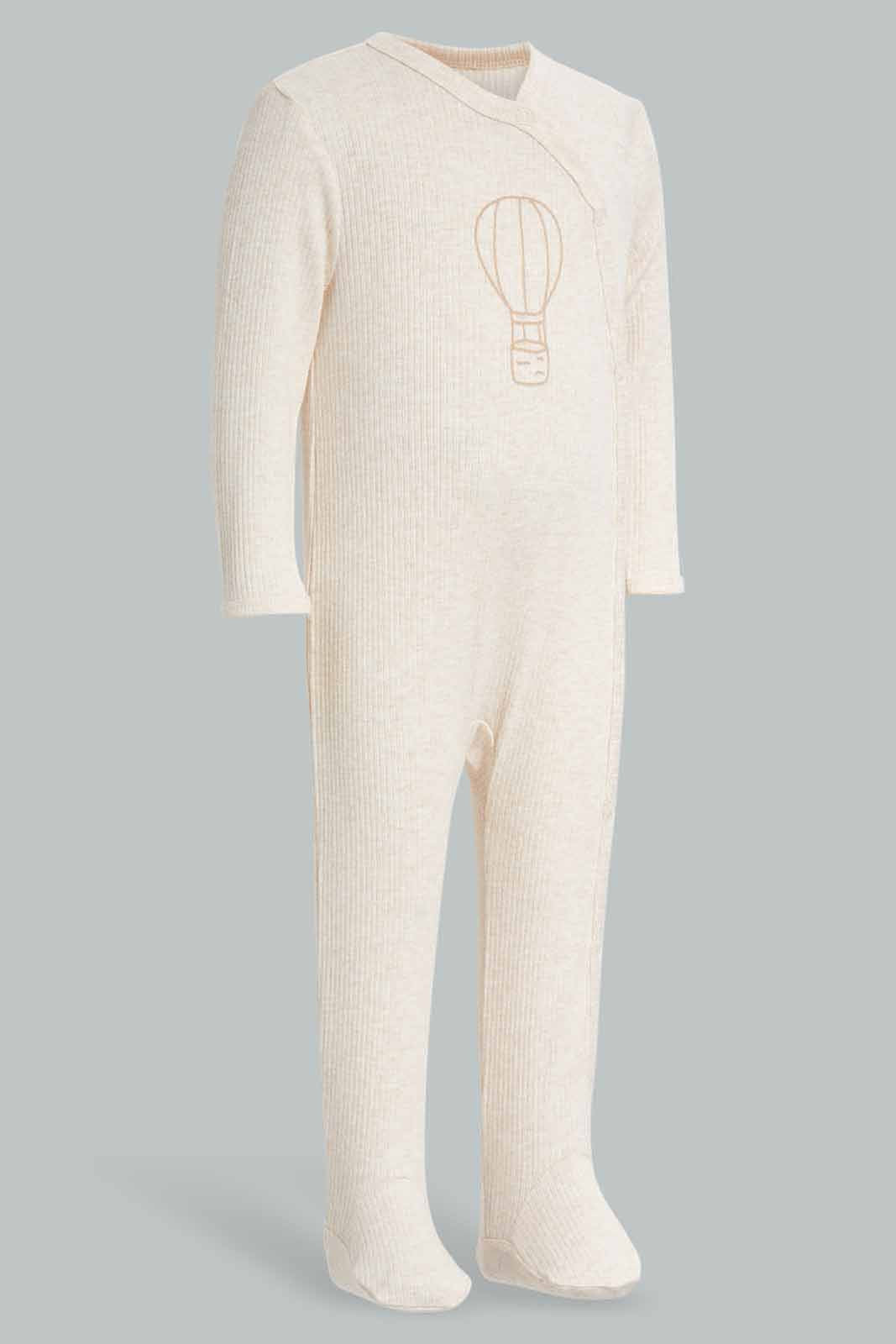 Redtag-Beige-Balloon-Rib-Sleepsuit-Category:Sleepsuits,-Colour:Beige,-Deals:New-In,-Filter:Baby-(0-to-12-Mths),-NBB-Sleepsuits,-New-In-NBB-APL,-Non-Sale,-Section:Boys-(0-to-14Yrs),-W22A-Baby-0 to 12 Months