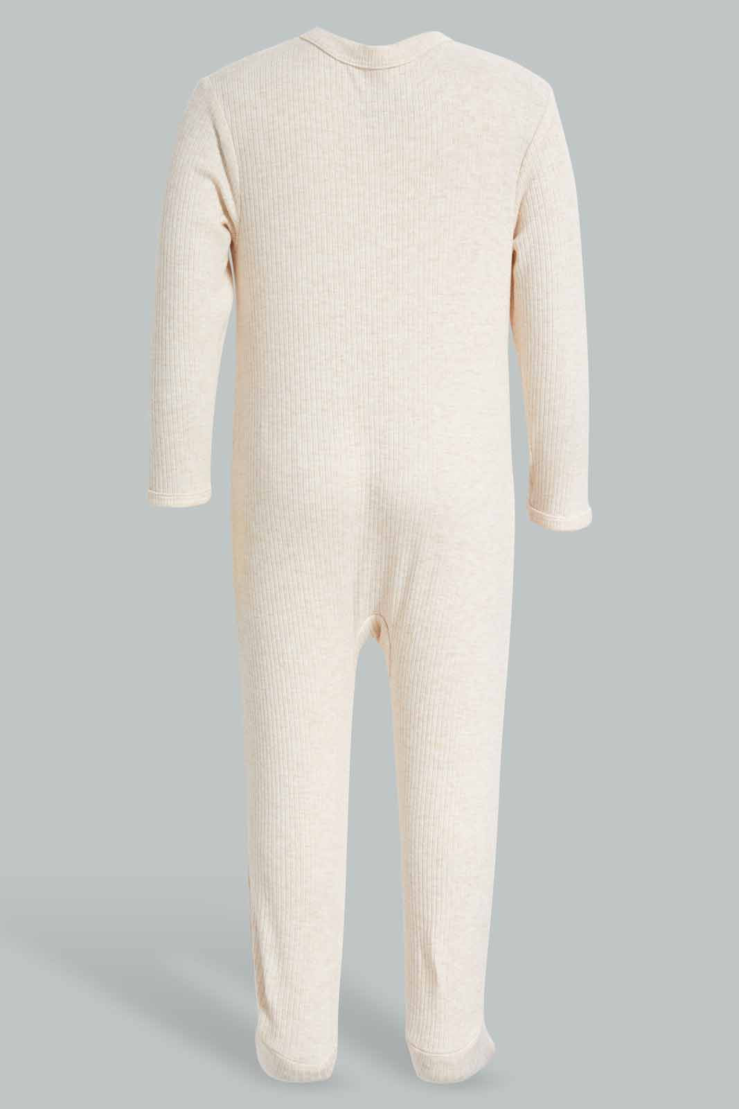 Redtag-Beige-Balloon-Rib-Sleepsuit-Category:Sleepsuits,-Colour:Beige,-Deals:New-In,-Filter:Baby-(0-to-12-Mths),-NBB-Sleepsuits,-New-In-NBB-APL,-Non-Sale,-Section:Boys-(0-to-14Yrs),-W22A-Baby-0 to 12 Months