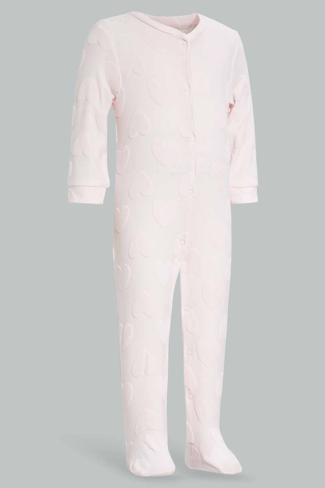 Redtag-Pink-Cloud-Jacquard-Sleepsuit-Category:Sleepsuits,-Colour:Apricot,-Deals:New-In,-Filter:Baby-(0-to-12-Mths),-NBG-Sleepsuits,-New-In-NBG-APL,-Non-Sale,-Section:Girls-(0-to-14Yrs),-W22A-Baby-0 to 12 Months