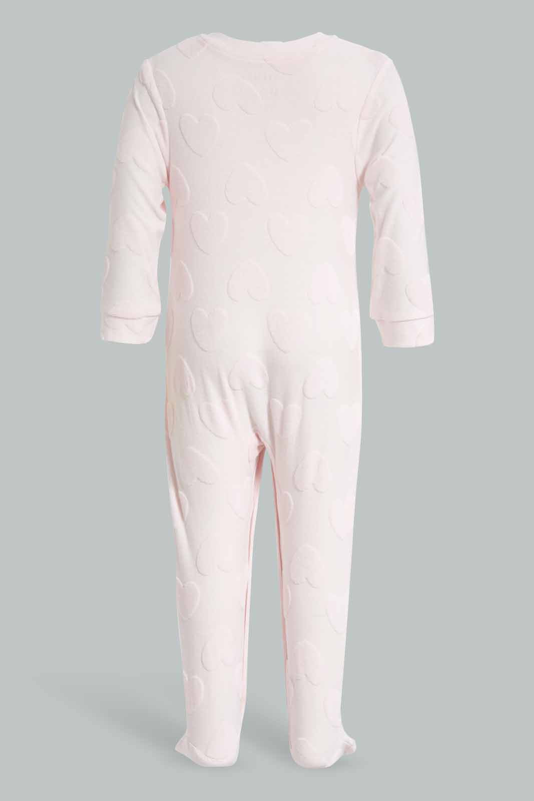 Redtag-Pink-Cloud-Jacquard-Sleepsuit-Category:Sleepsuits,-Colour:Apricot,-Deals:New-In,-Filter:Baby-(0-to-12-Mths),-NBG-Sleepsuits,-New-In-NBG-APL,-Non-Sale,-Section:Girls-(0-to-14Yrs),-W22A-Baby-0 to 12 Months