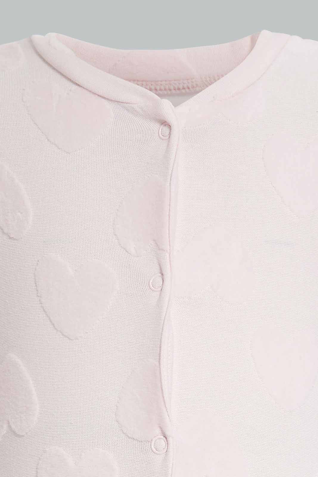 Redtag-Pink-Cloud-Jacquard-Sleepsuit-Category:Sleepsuits,-Colour:Apricot,-Deals:New-In,-Filter:Baby-(0-to-12-Mths),-NBG-Sleepsuits,-New-In-NBG-APL,-Non-Sale,-Section:Girls-(0-to-14Yrs),-W22A-Baby-0 to 12 Months
