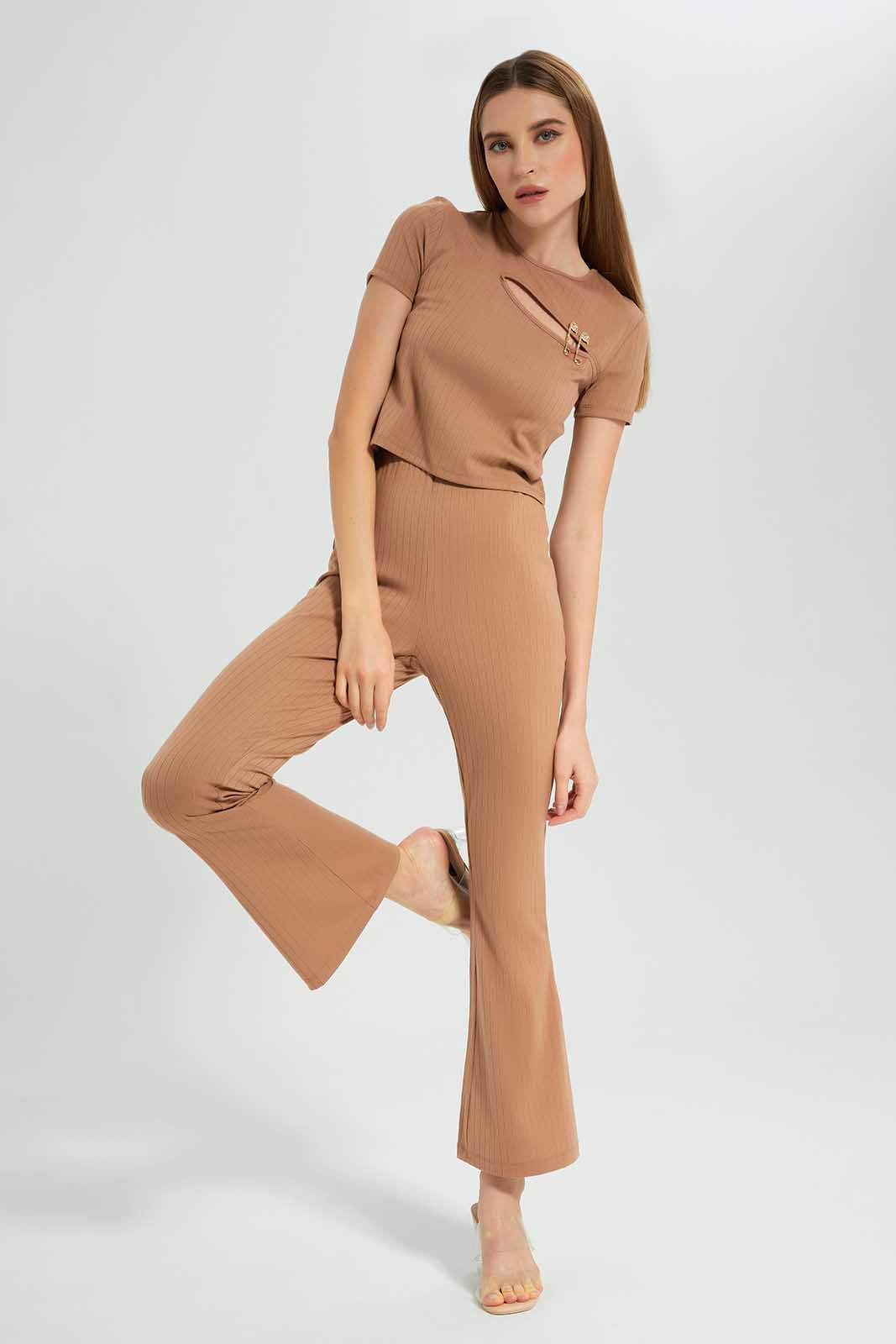 Redtag-Beige-Assorted-Flared-Trouser-Category:Trousers,-Colour:Beige,-Deals:New-In,-Filter:Women's-Clothing,-LEC,-LEC-Trousers,-New-In-LEC-APL,-Non-Sale,-Section:Women,-W22B-Women's-
