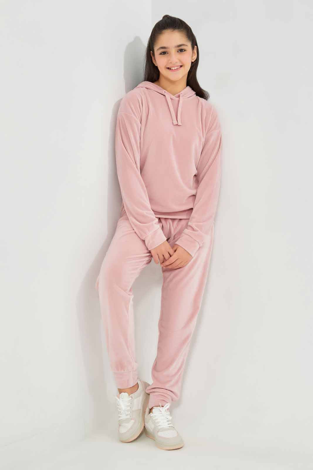 Redtag-Pink-Hoody-Velour-Sweatshirts-Category:Sweatshirts,-Colour:Apricot,-Deals:New-In,-Filter:Senior-Girls-(8-to-14-Yrs),-GSR-Sweatshirts,-New-In-GSR-APL,-Non-Sale,-Section:Girls-(0-to-14Yrs),-TBL,-W22B-Senior-Girls-9 to 14 Years