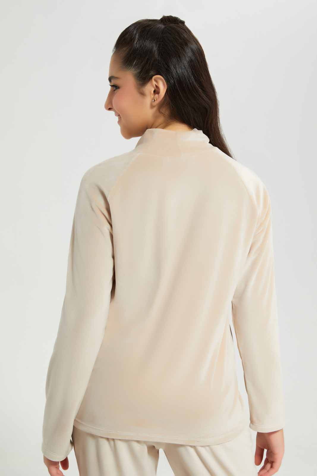 Redtag-Beige-Hi-NeckVelour-Sweatshirts-Category:Sweatshirts,-Colour:Beige,-Deals:New-In,-Filter:Senior-Girls-(8-to-14-Yrs),-GSR-Sweatshirts,-New-In-GSR-APL,-Non-Sale,-Section:Girls-(0-to-14Yrs),-TBL,-W22B-Senior-Girls-9 to 14 Years