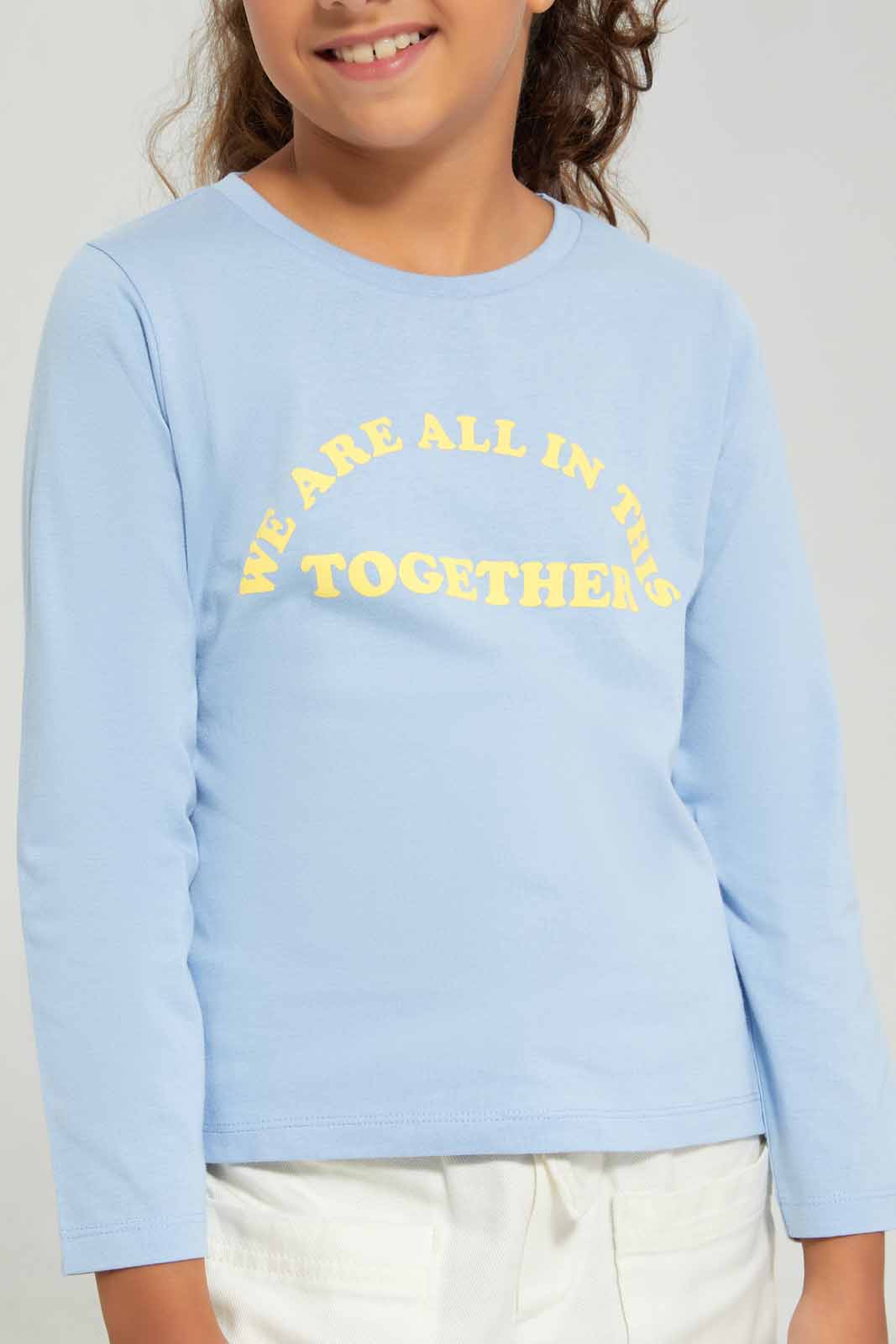 Redtag-Blue-Ls-Basic-Tee-Print---Blue-Category:T-Shirts,-Colour:Blue,-Deals:New-In,-Filter:Girls-(2-to-8-Yrs),-GIR-T-Shirts,-New-In-GIR-APL,-Non-Sale,-Section:Girls-(0-to-14Yrs),-TBL,-W22B-Girls-2 to 8 Years