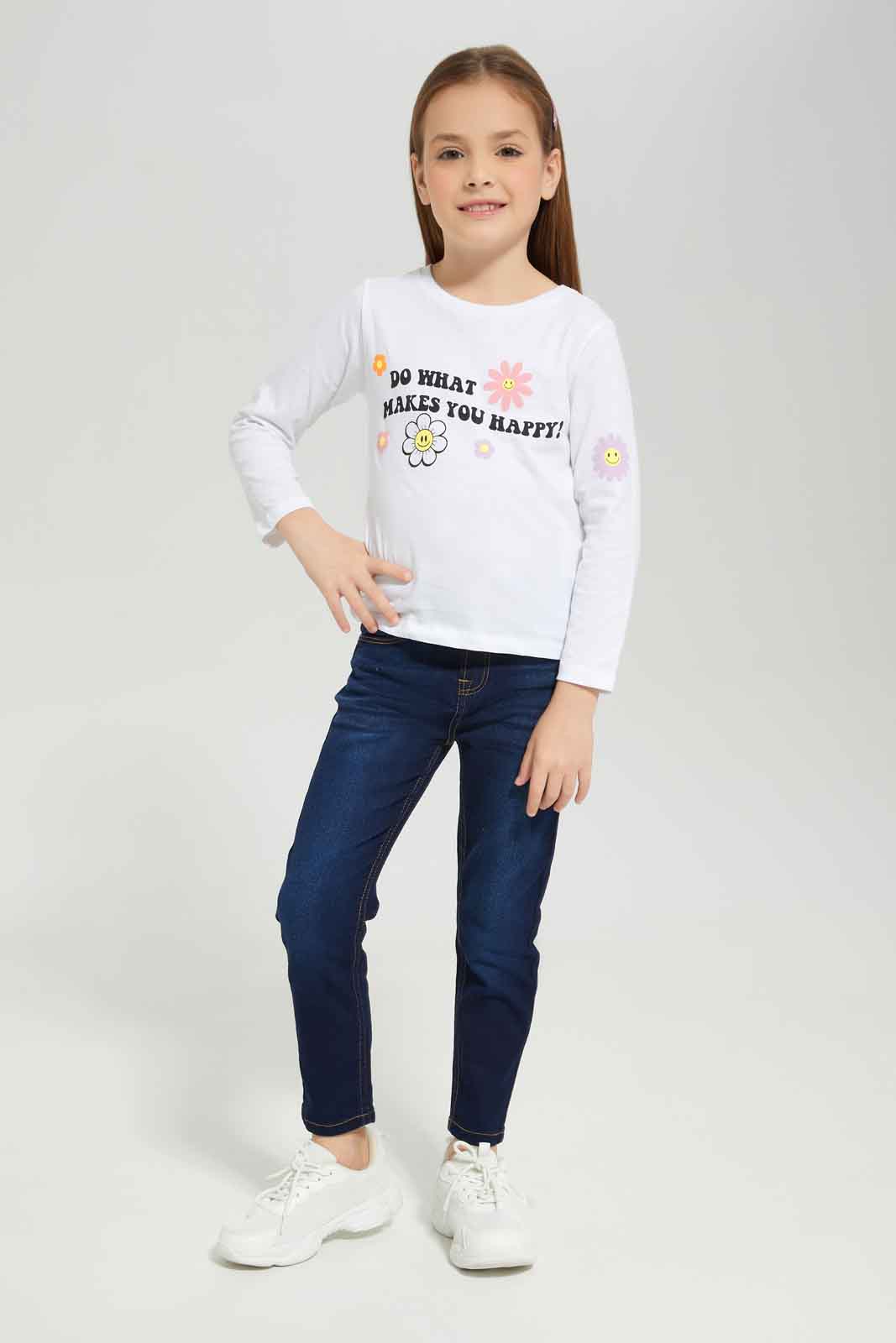 Redtag-White-Ls-Basic-Tee-Love---White-BTS,-Category:T-Shirts,-Colour:White,-Deals:New-In,-Dept:Girls,-Filter:Girls-(2-to-8-Yrs),-GIR-T-Shirts,-New-In-GIR-APL,-Non-Sale,-Section:Girls-(0-to-14Yrs),-TBL,-W22B-Girls-2 to 8 Years