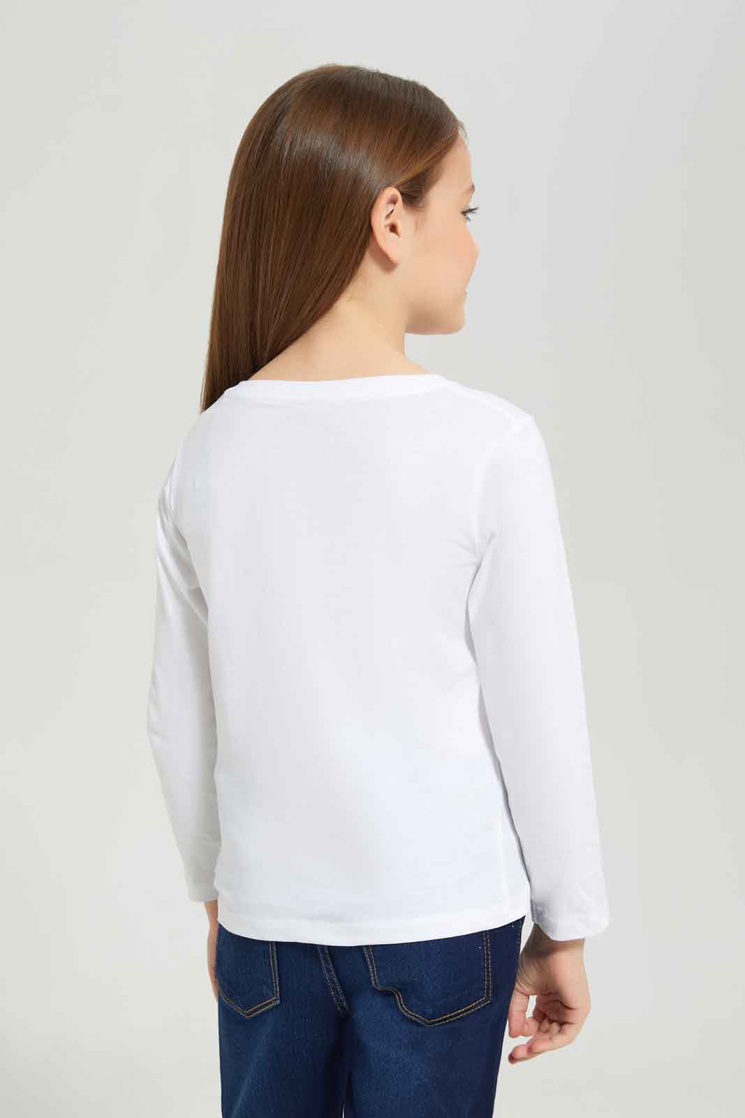 Redtag-White-Ls-Basic-Tee-Love---White-BTS,-Category:T-Shirts,-Colour:White,-Deals:New-In,-Dept:Girls,-Filter:Girls-(2-to-8-Yrs),-GIR-T-Shirts,-New-In-GIR-APL,-Non-Sale,-Section:Girls-(0-to-14Yrs),-TBL,-W22B-Girls-2 to 8 Years