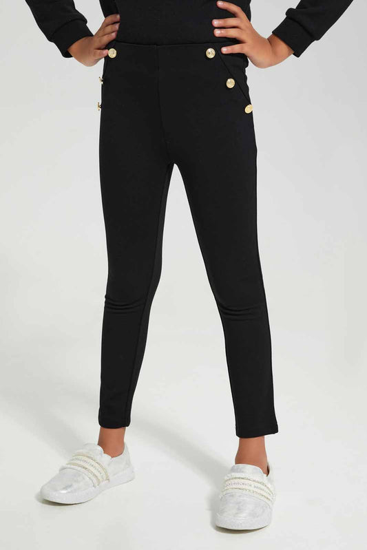 Redtag-Black-Ponti-Legging-Category:Leggings,-Colour:Black,-Deals:New-In,-Filter:Girls-(2-to-8-Yrs),-GIR-Leggings,-New-In-GIR-APL,-Non-Sale,-Section:Girls-(0-to-14Yrs),-VLM,-W22B-Girls-2 to 8 Years