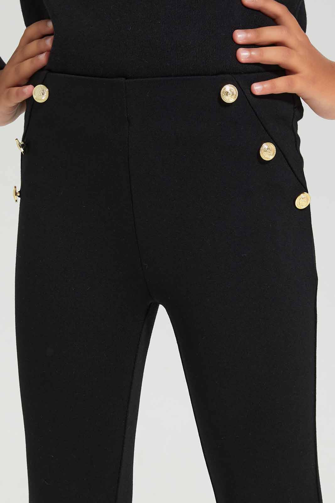 Redtag-Black-Ponti-Legging-Category:Leggings,-Colour:Black,-Deals:New-In,-Filter:Girls-(2-to-8-Yrs),-GIR-Leggings,-New-In-GIR-APL,-Non-Sale,-Section:Girls-(0-to-14Yrs),-VLM,-W22B-Girls-2 to 8 Years