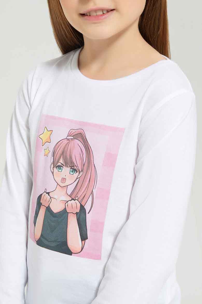 Redtag-White-Ls-Basic-Tee-Photographic---White-Category:T-Shirts,-Colour:White,-Deals:New-In,-Dept:Girls,-Filter:Girls-(2-to-8-Yrs),-GIR-T-Shirts,-New-In-GIR-APL,-Non-Sale,-Section:Girls-(0-to-14Yrs),-TBL,-W22B-Girls-2 to 8 Years