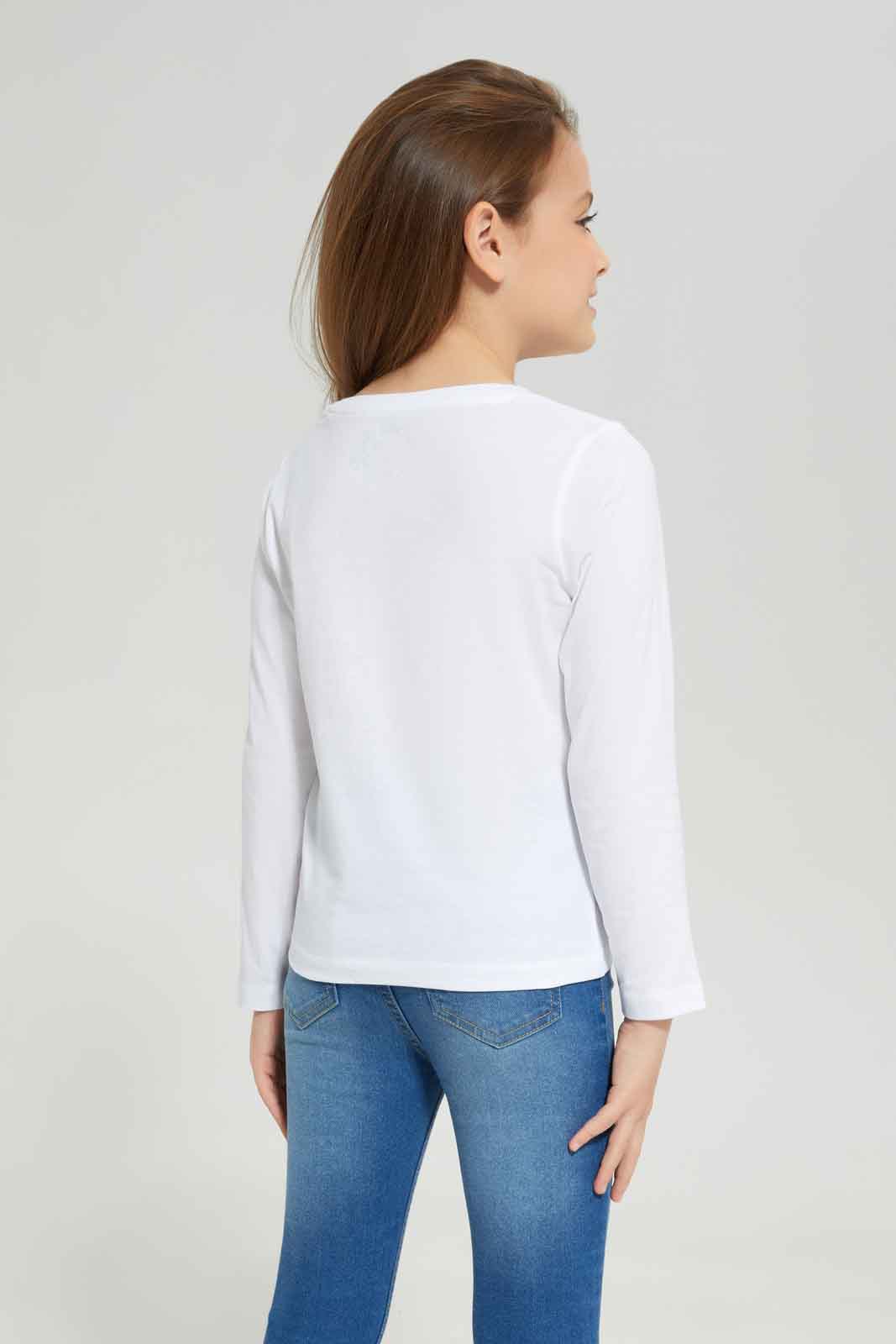 Redtag-White-Ls-Basic-Tee-Photographic---White-Category:T-Shirts,-Colour:White,-Deals:New-In,-Dept:Girls,-Filter:Girls-(2-to-8-Yrs),-GIR-T-Shirts,-New-In-GIR-APL,-Non-Sale,-Section:Girls-(0-to-14Yrs),-TBL,-W22B-Girls-2 to 8 Years